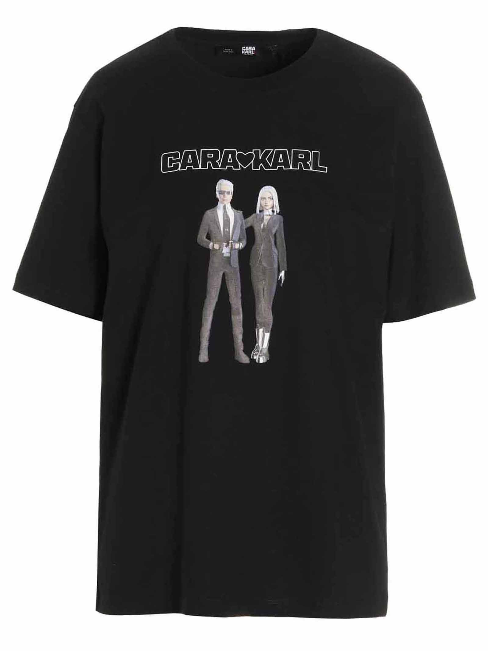 Karl Lagerfeld X Cara Delevingne Printed T-shirt In Black