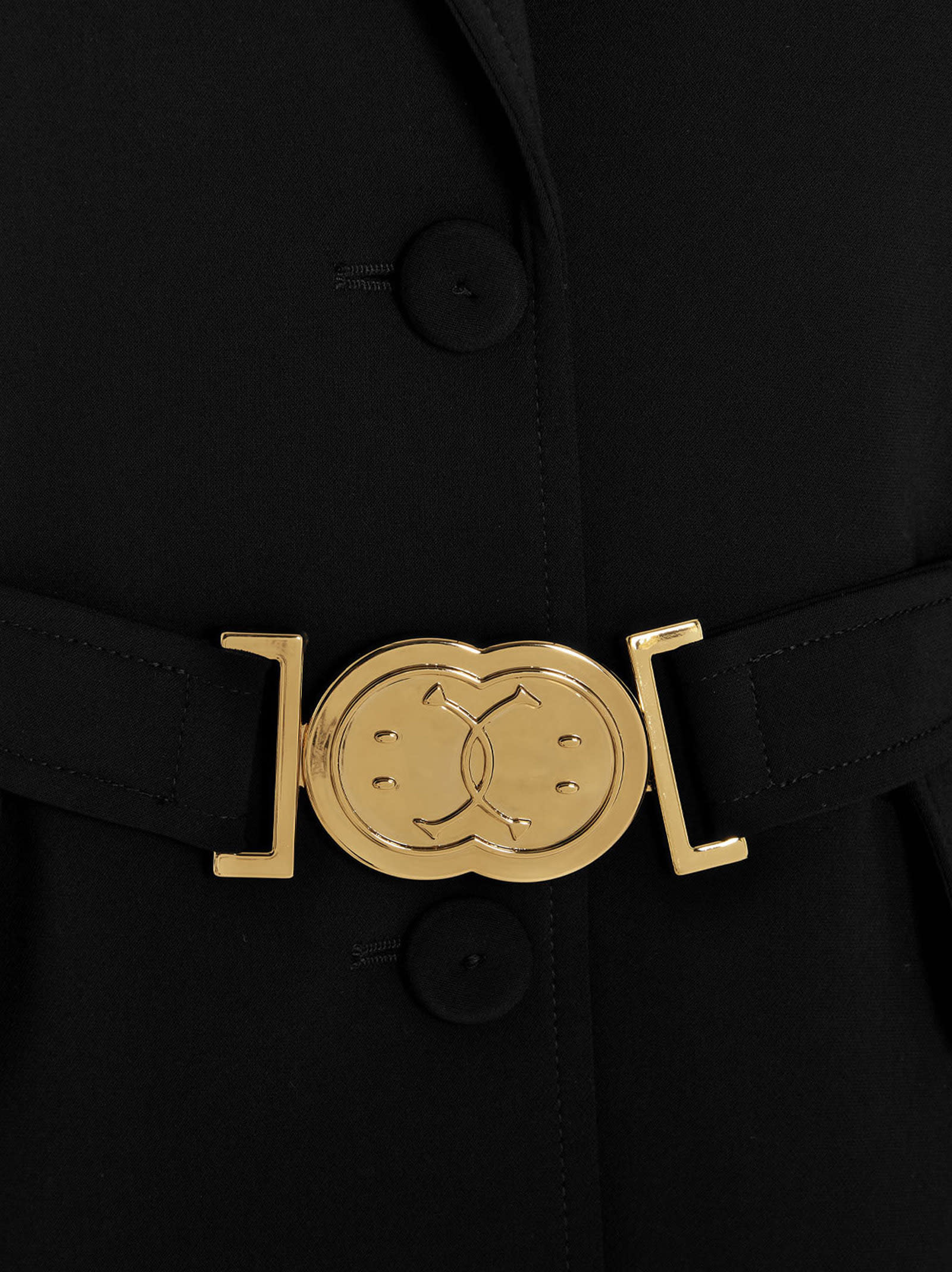Shop Moschino Belt Detail Blazer In Black
