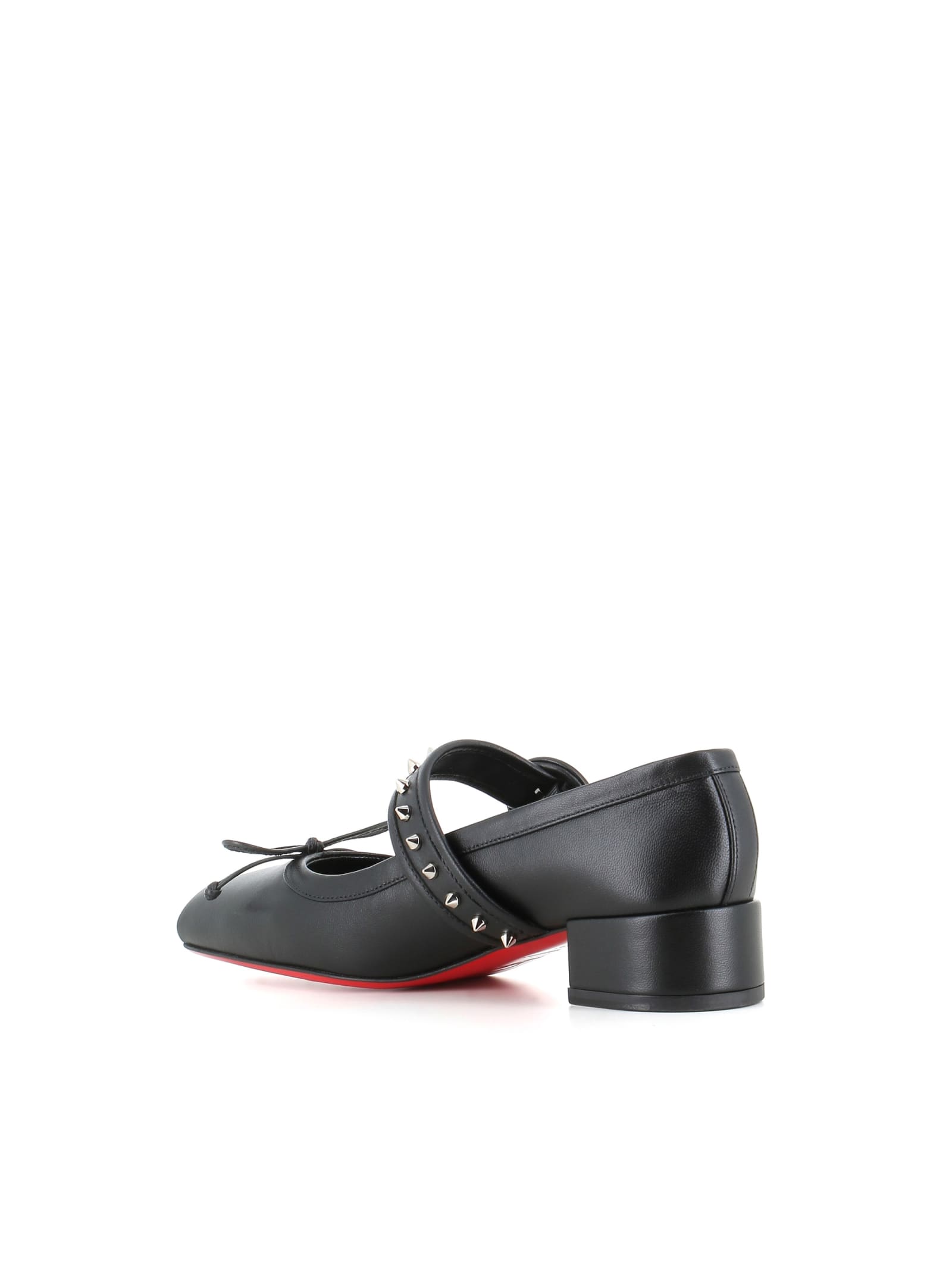 Shop Christian Louboutin Ballerina Mama Strapita Spikes 30 In Black