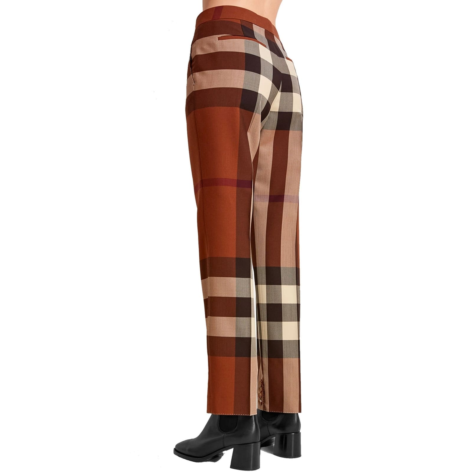 Shop Burberry Wool Pants In Brown