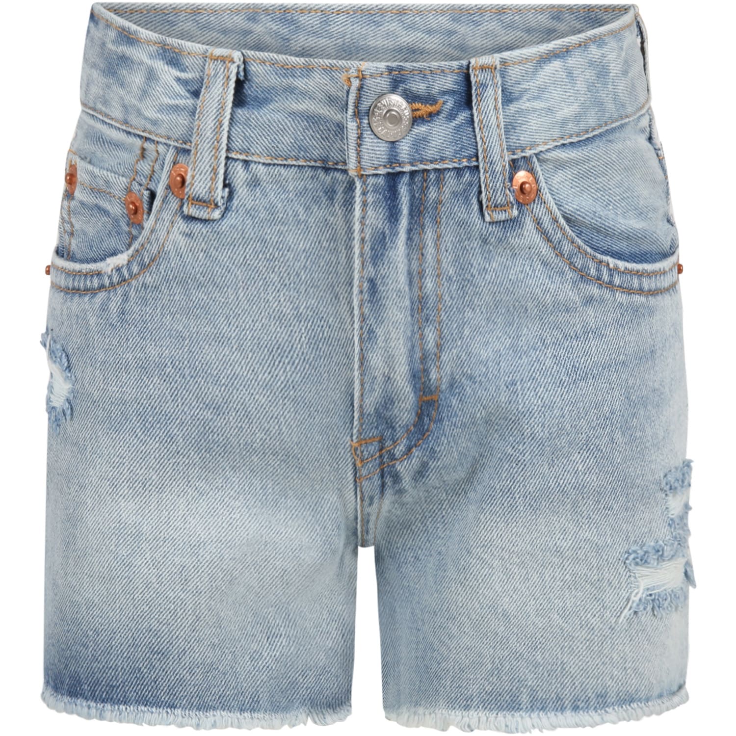 Levi's Light-blue Shorts For Girl With Patch Logo