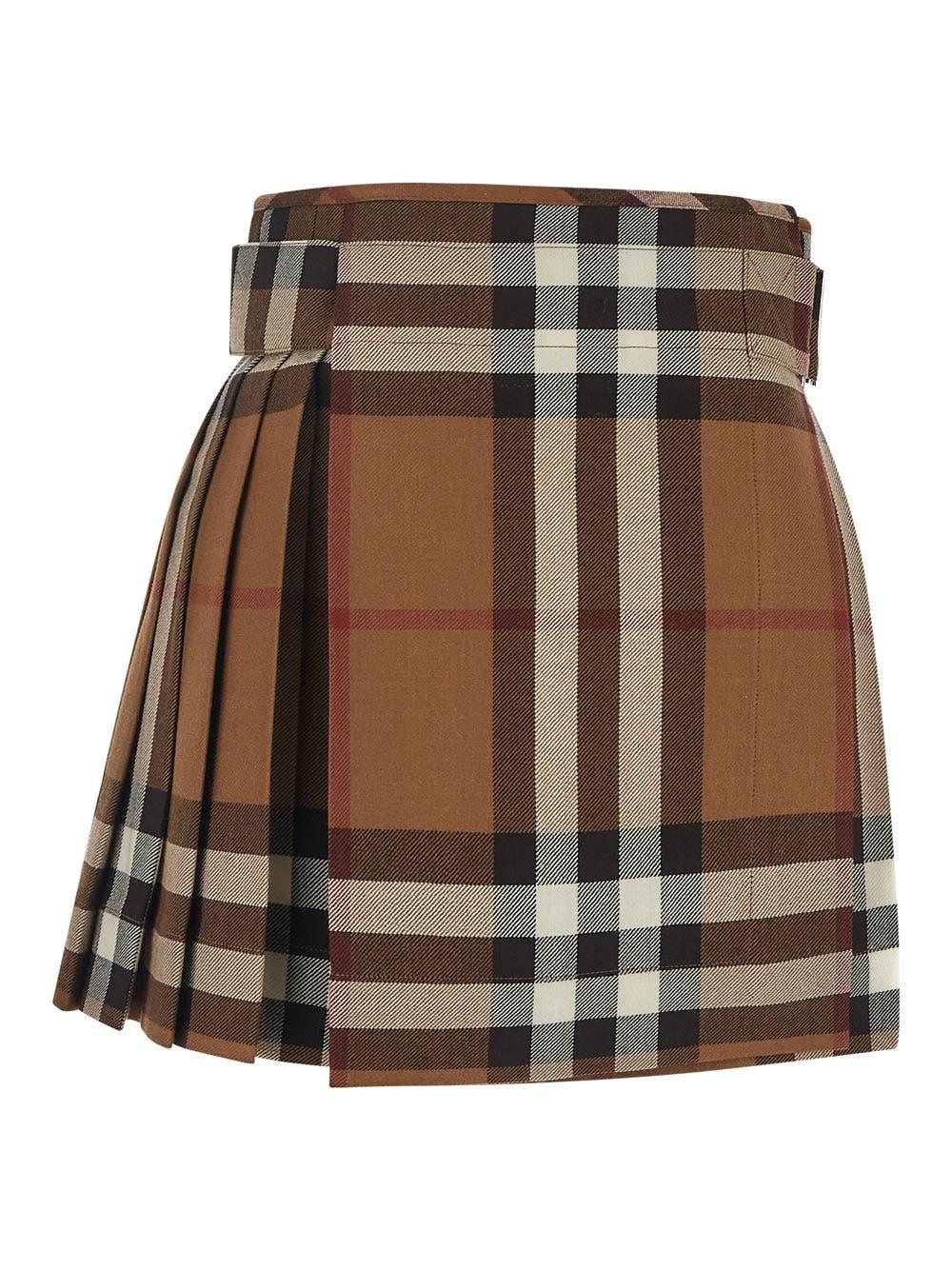 Burberry Pleated Check Skirt