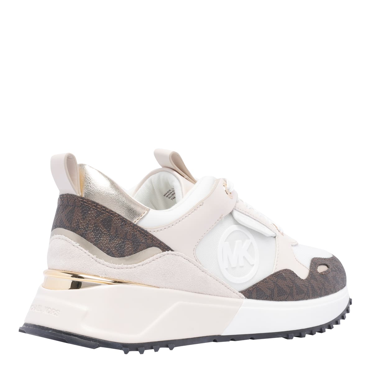 Michael Michael Kors Womens White Theo Suede And Canvas Trainers 7 In White