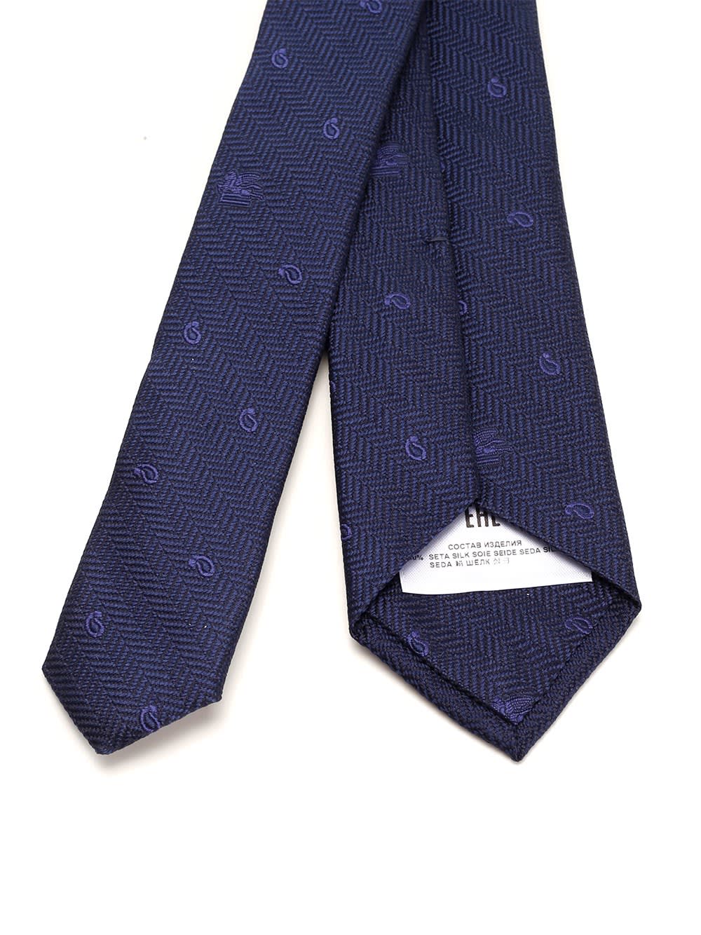 Shop Etro Silk Tie In Blue