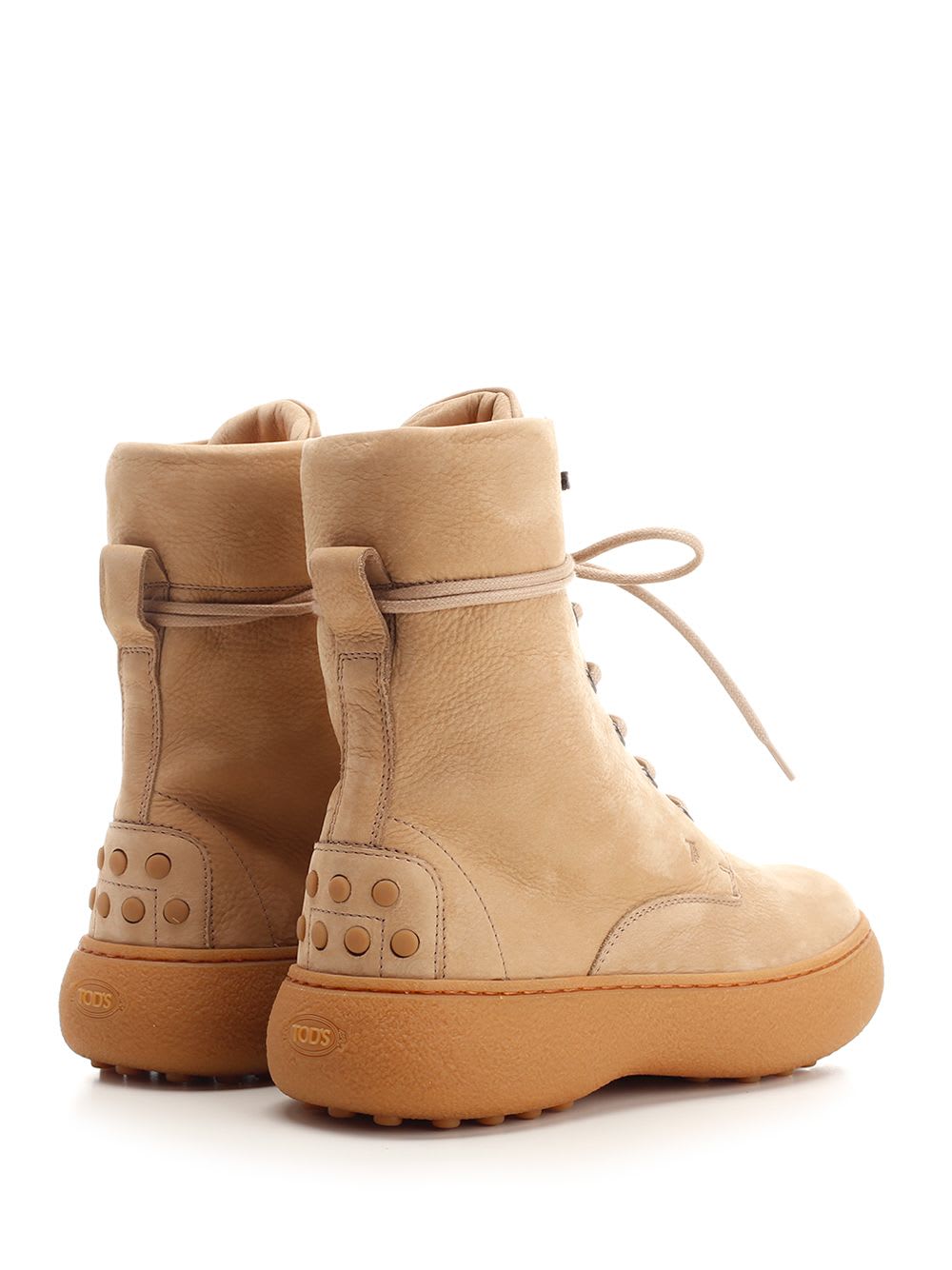 Shop Tod's Lace-up Ankle Boot In Beige