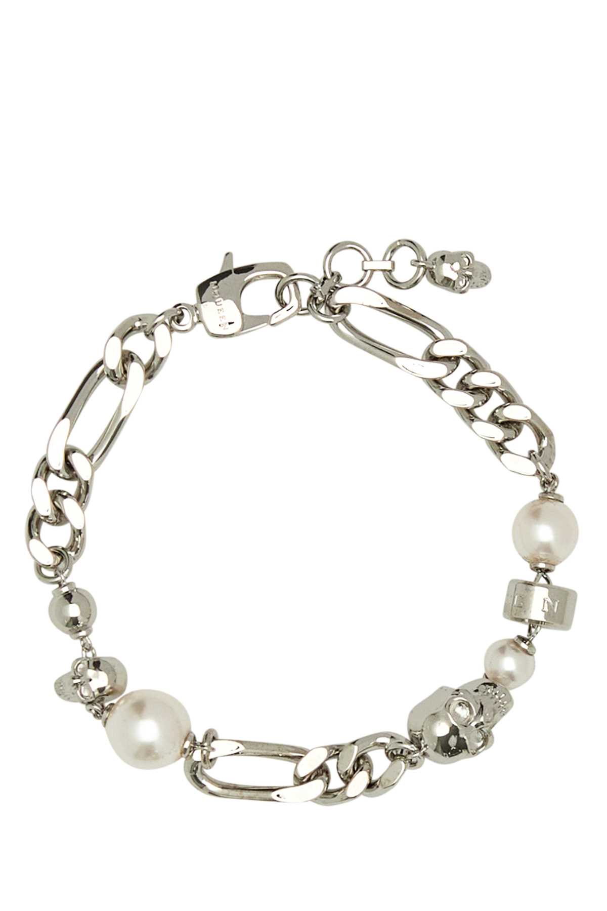 Alexander Mcqueen Link Chain Bracelets With Pearl And Skull