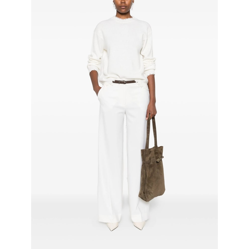 Antonelli Frayed-hem Round-neck Sweater In White