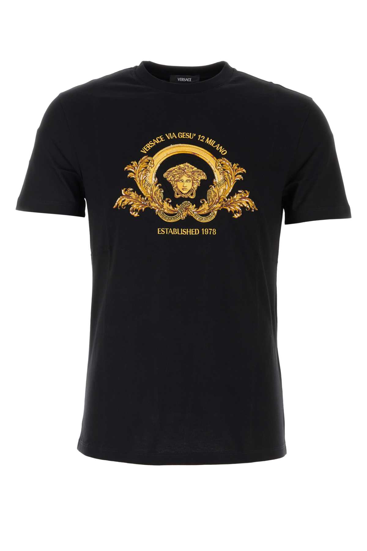 Shop Versace Black Cotton T-shirt