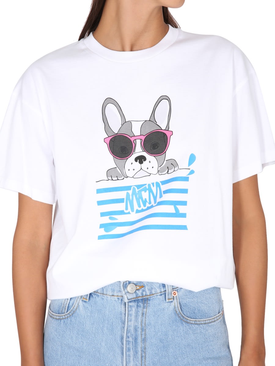 Shop Mcm Crewneck T-shirt In White