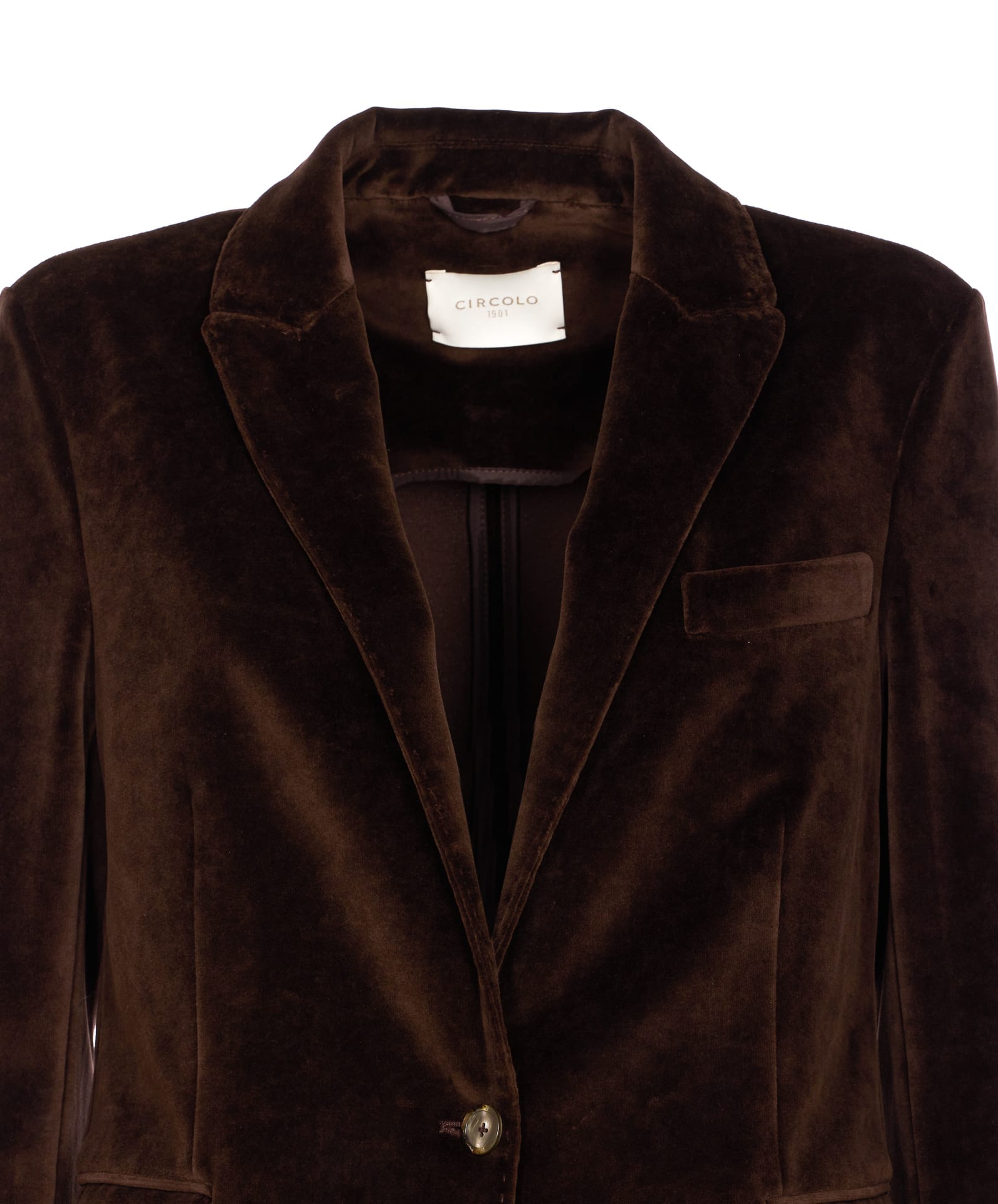 Circolo 1901 Velvet Effect V-neckline Jacket In Brown