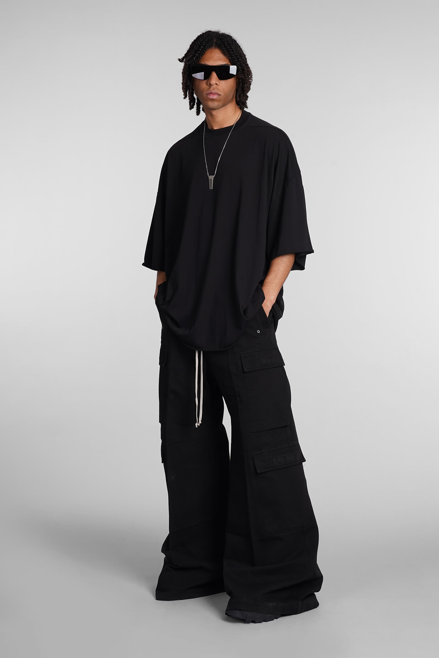 Rick Owens Drkshdw Drkshdw By Rick Owens Oversized Cotton T-shirt With Geometric Design And Relaxed Fit In Black