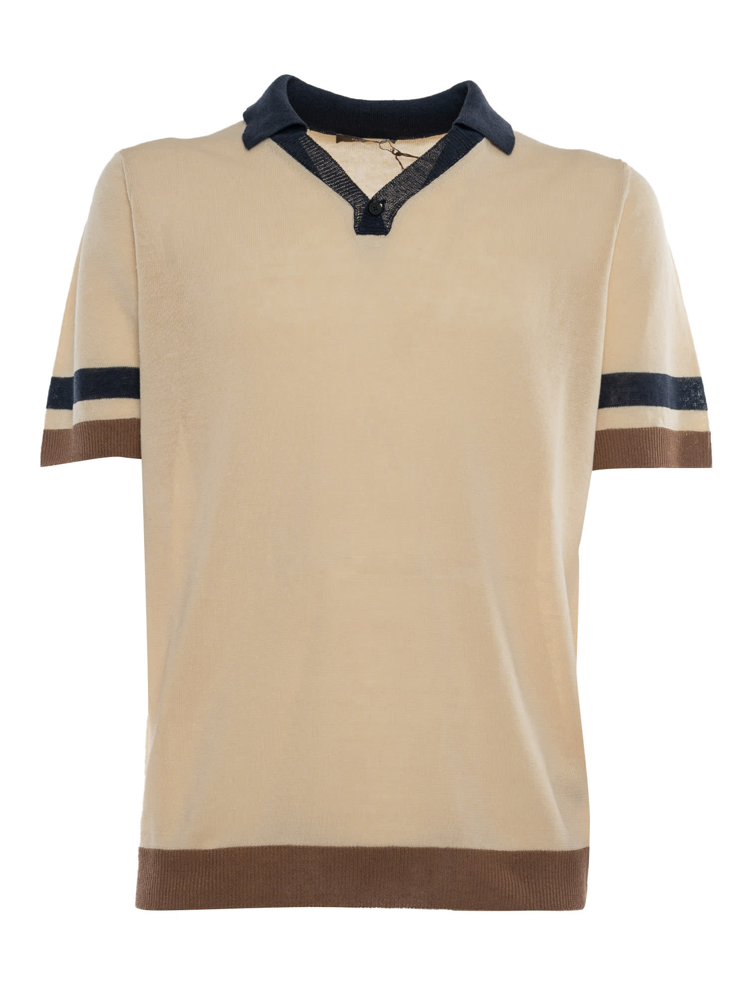 Shop Peserico Knitted Polo Shirt In Cream