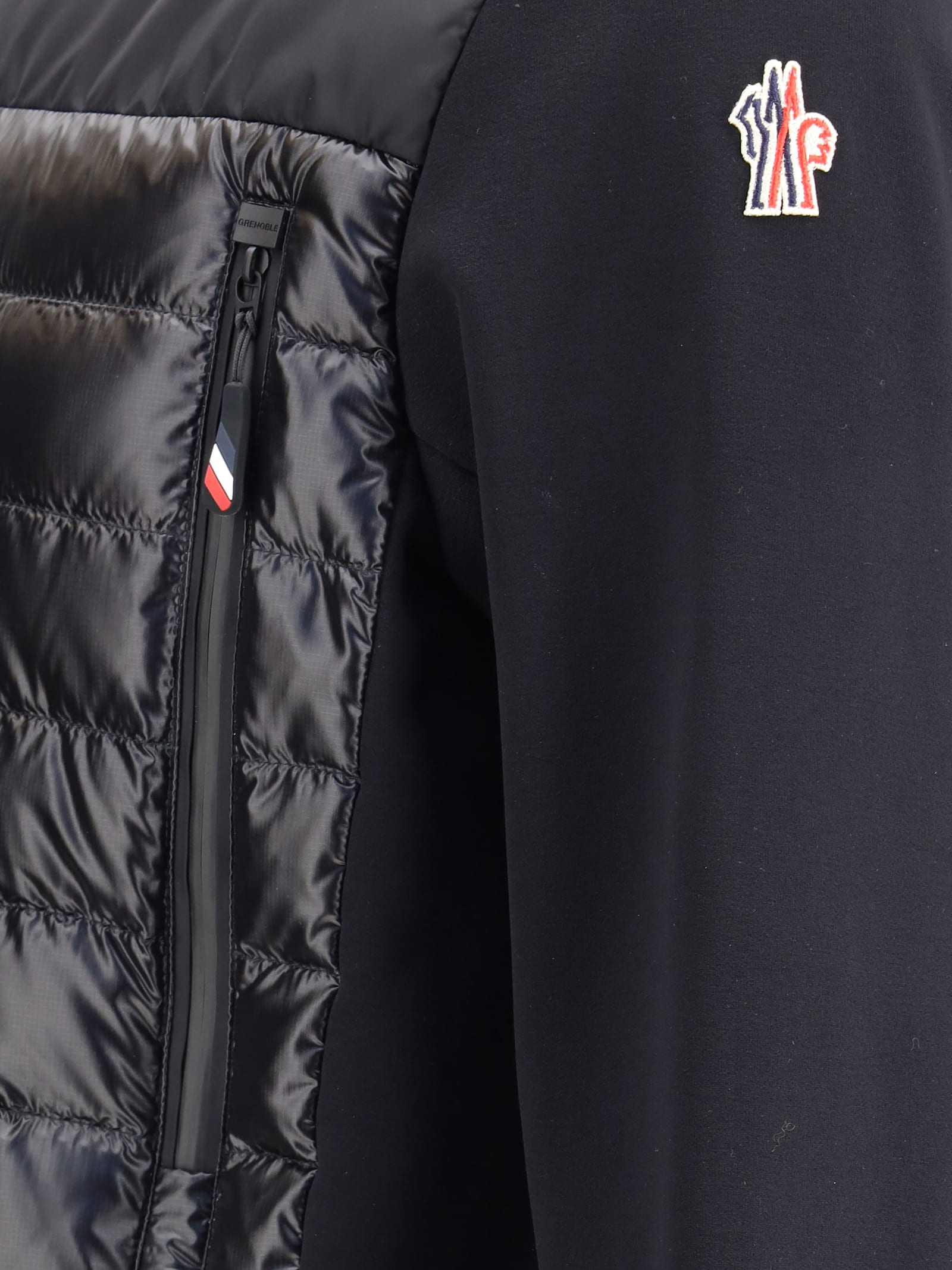 Moncler High Collar Long Sleeve Padded Sweatshirt In Black
