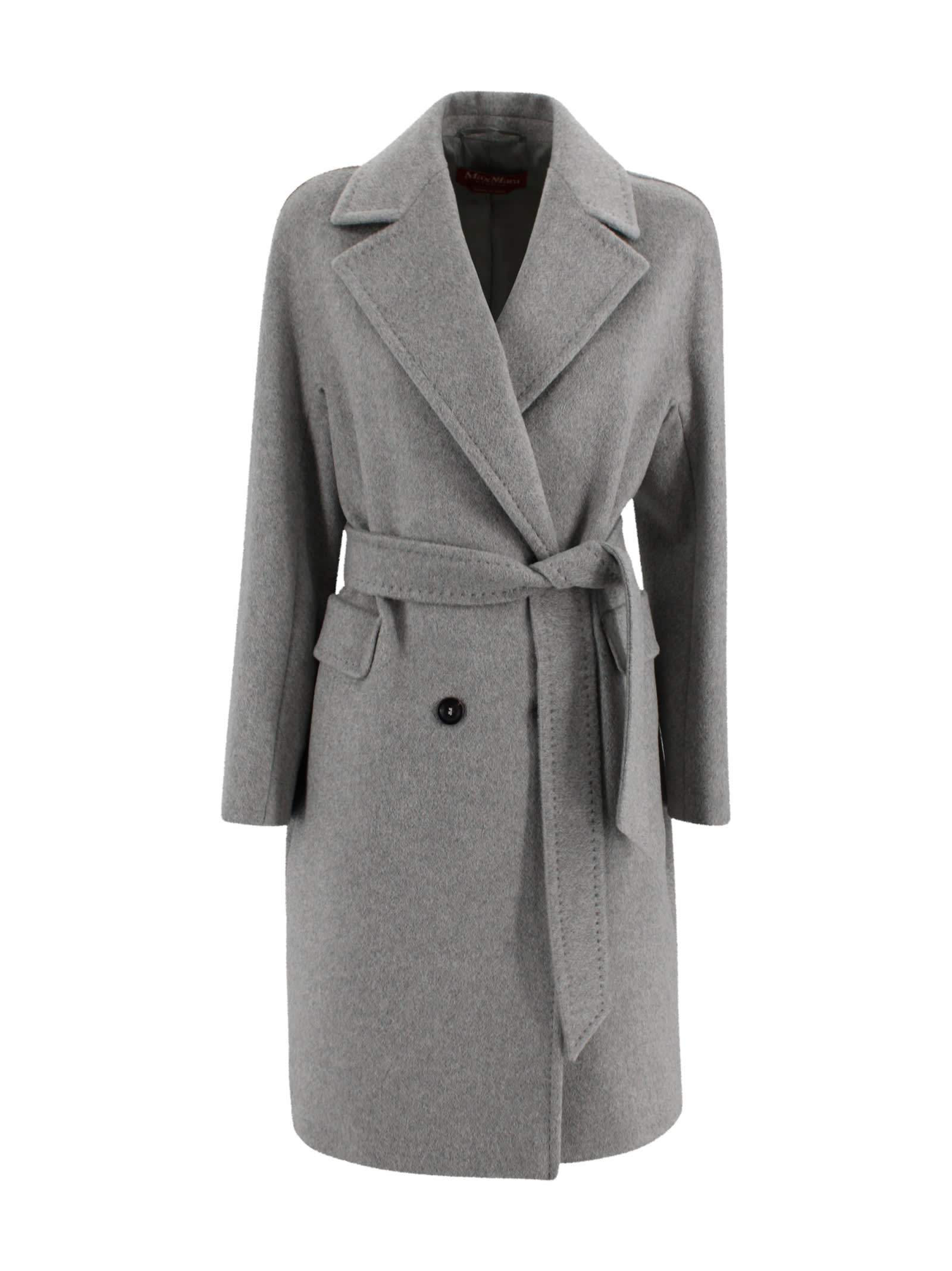 Max Mara Double-breasted Coat In Cashmere, Alpaca And Wool In Gray