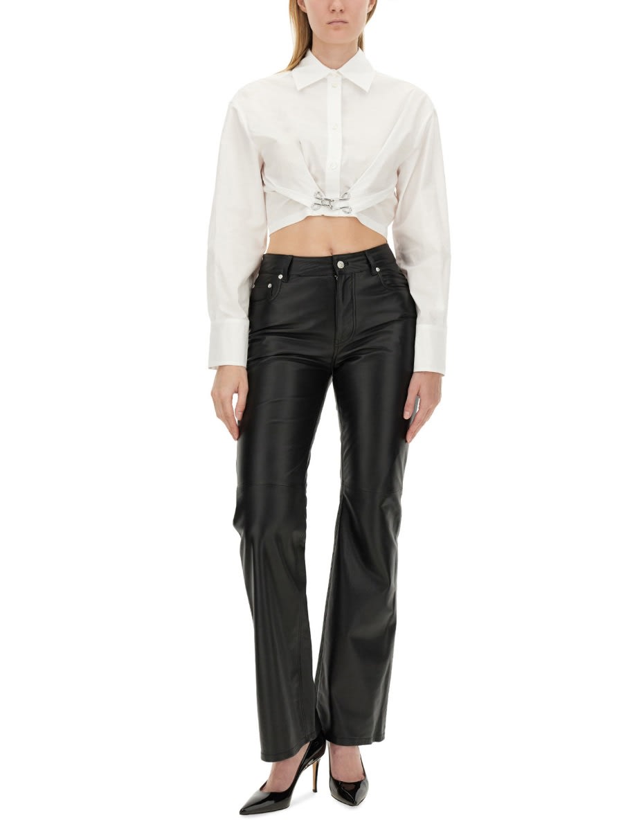 Shop M05ch1n0 Jeans Cropped Shirt In White