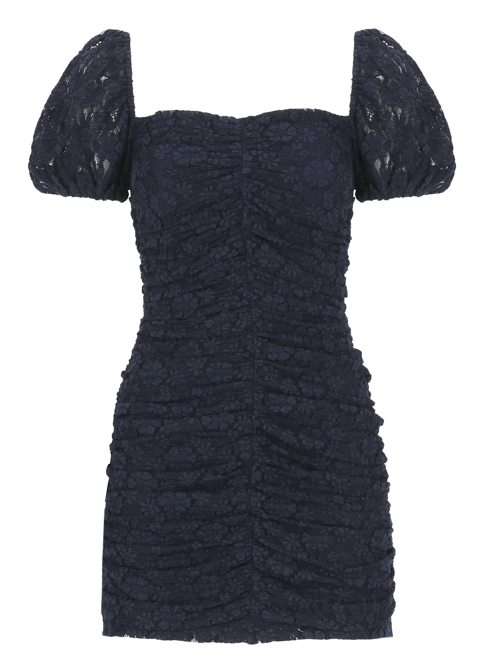 Rotate Birger Christensen Rotate Micro Lace Dress With Balloon Sleeves In Blue