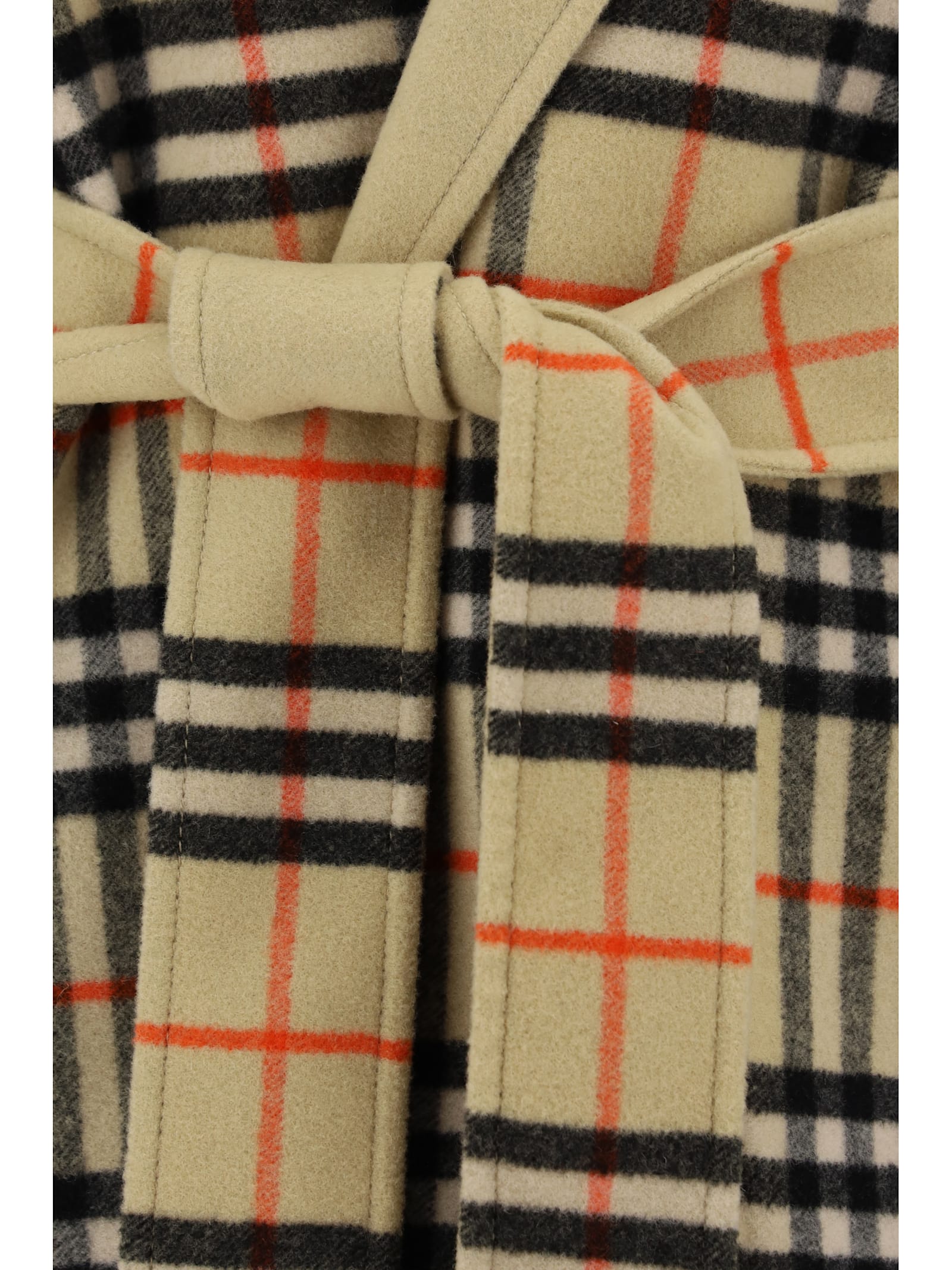 Shop Burberry Breasted Reversible Coat In Flax