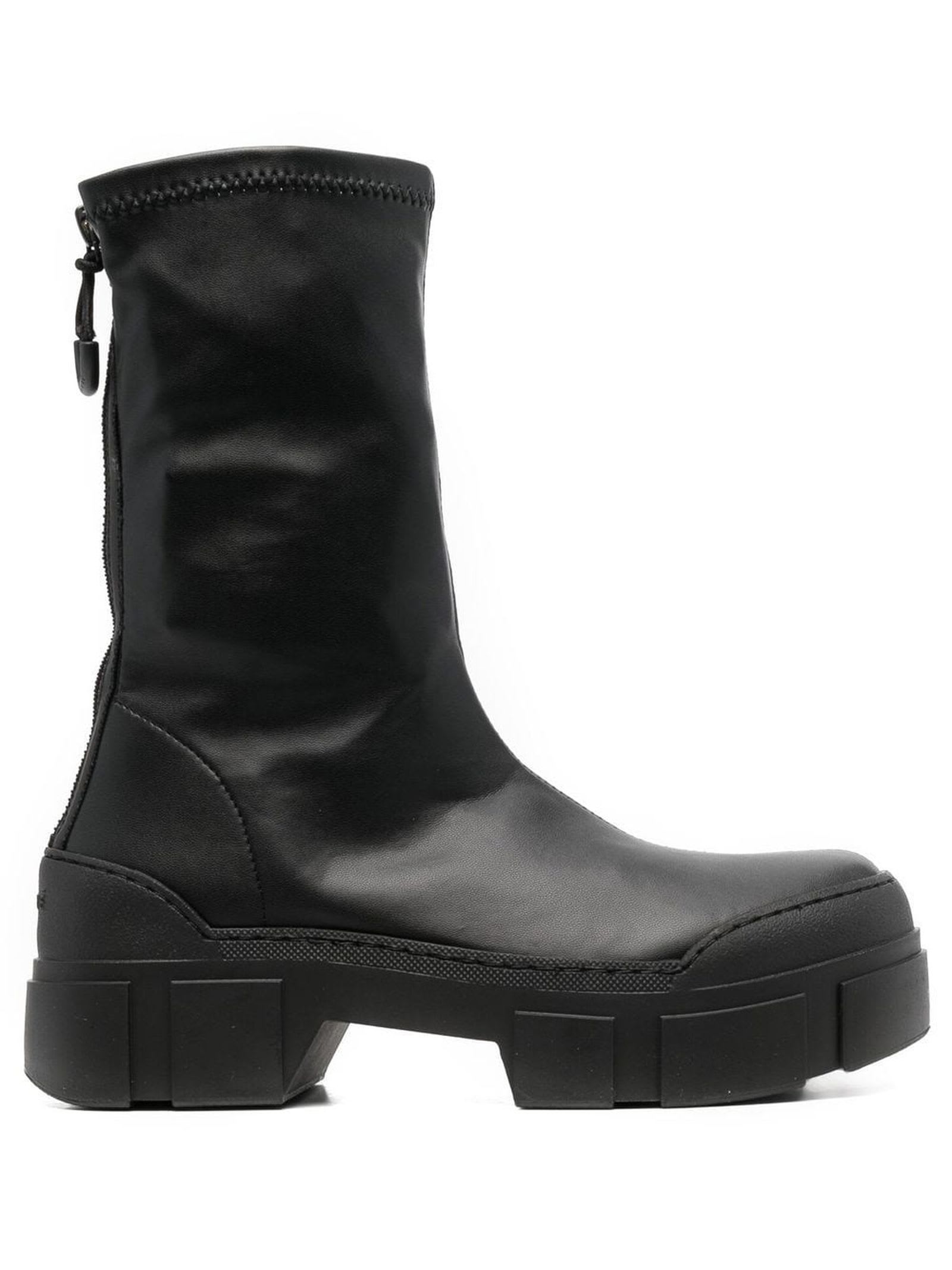 Vic Matié Black Faux Leather Roccia Ankle Boots