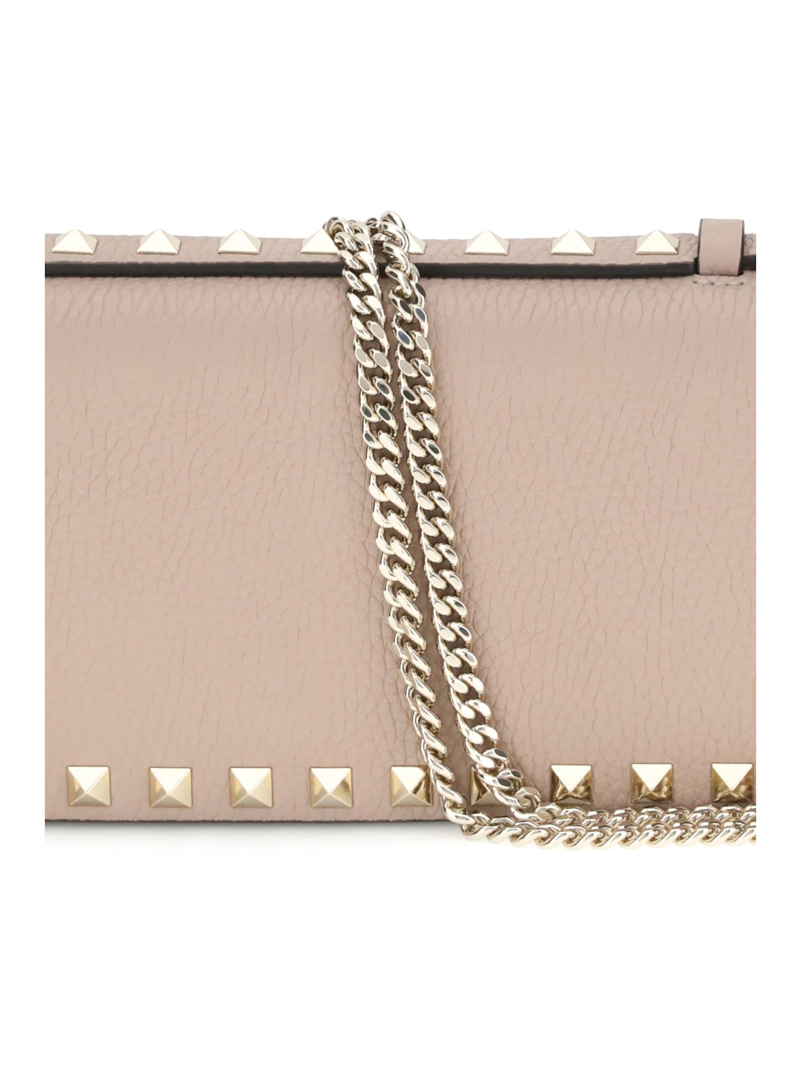 Valentino Wallet With Chain In Neutral