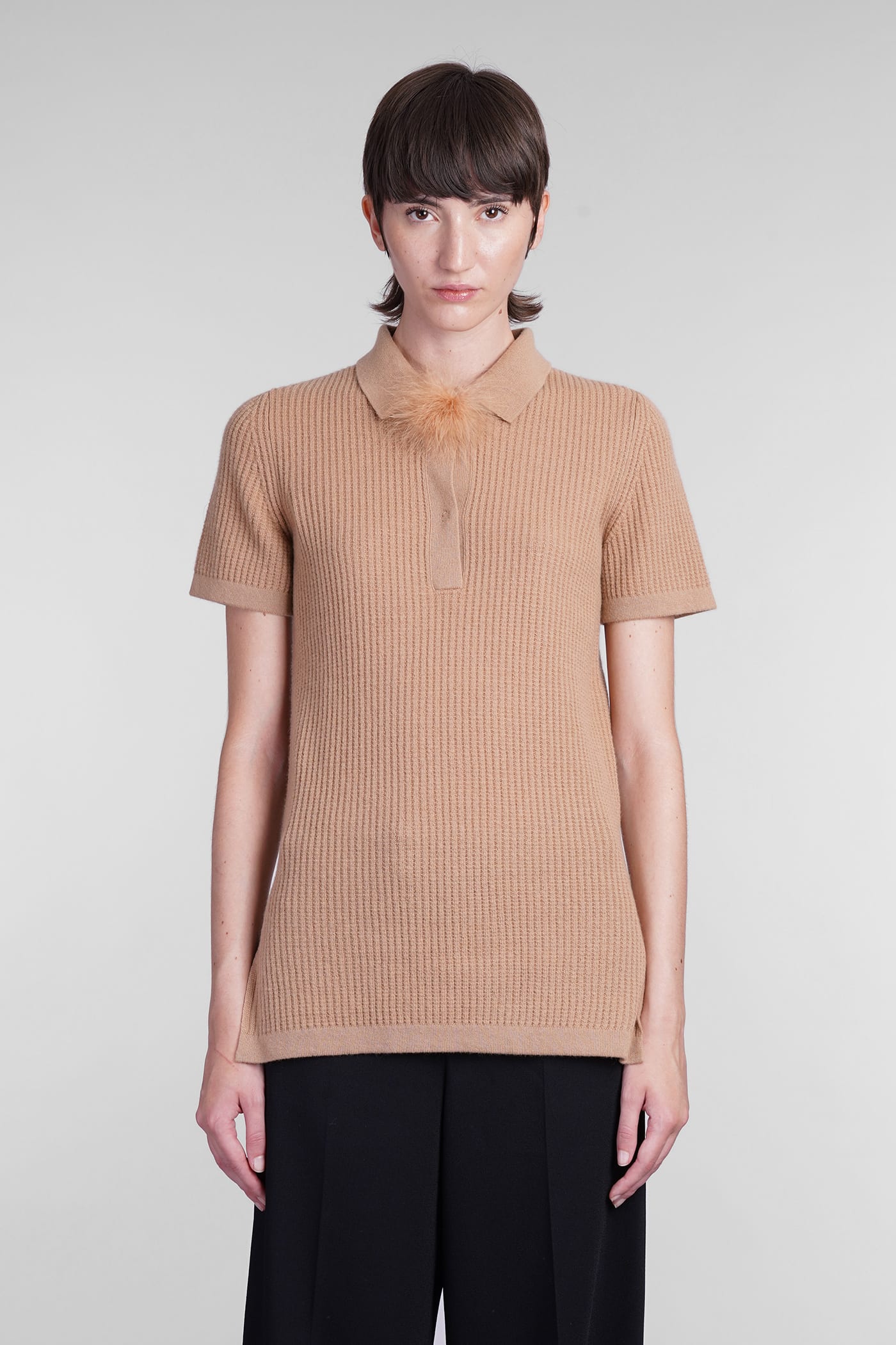 Shop Blumarine Polo In Brown Wool