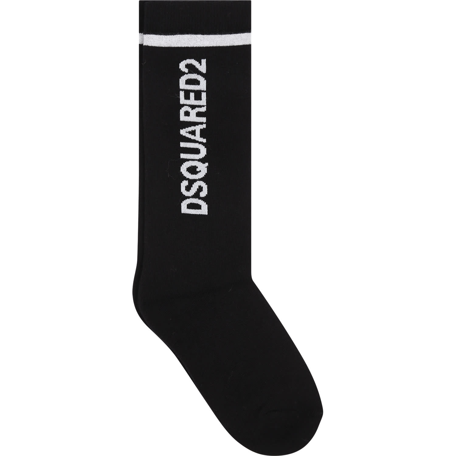 Dsquared2 Kids' Black Socks For Boy With Logo