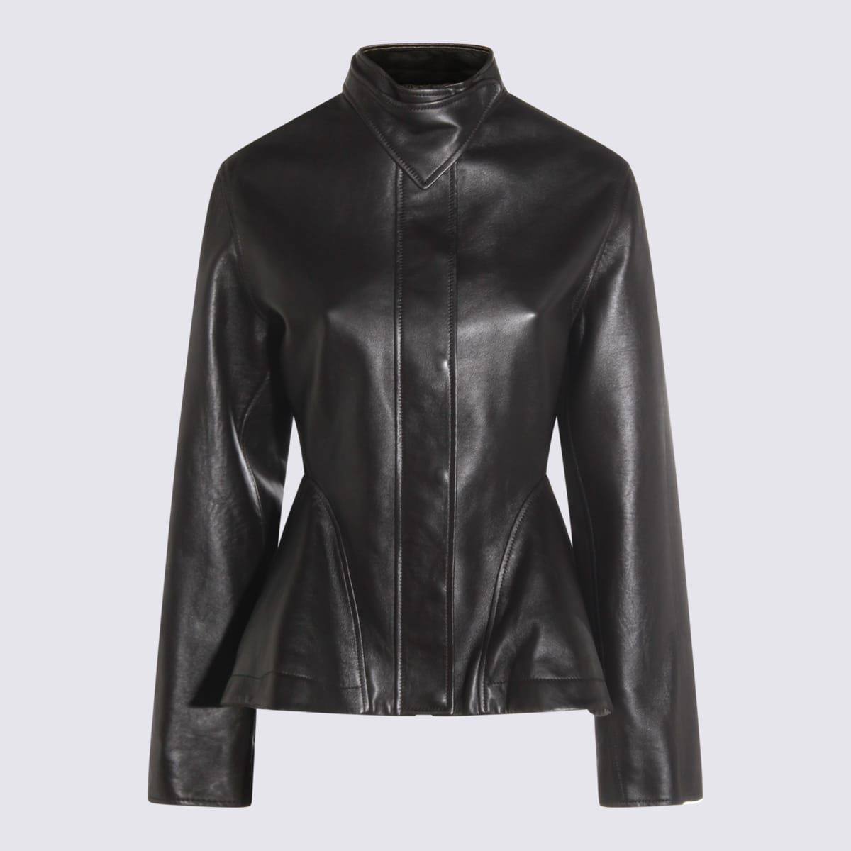 Alaïa Womens Noir Alaia Peplum Band-collar Leather Jacket In Black