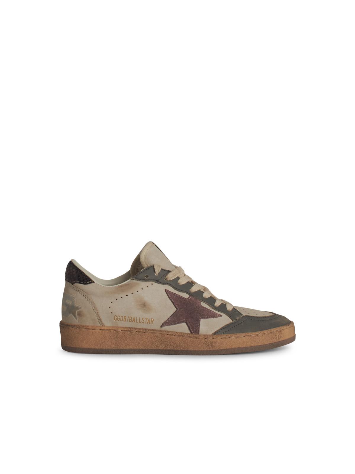 Golden Goose Ball Star Beige Leather Sneakers In Beige
