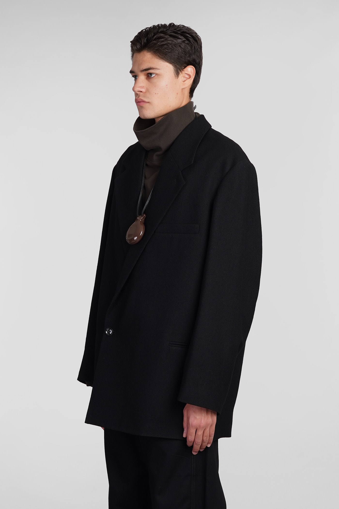 Shop Lemaire Coat In Black Wool