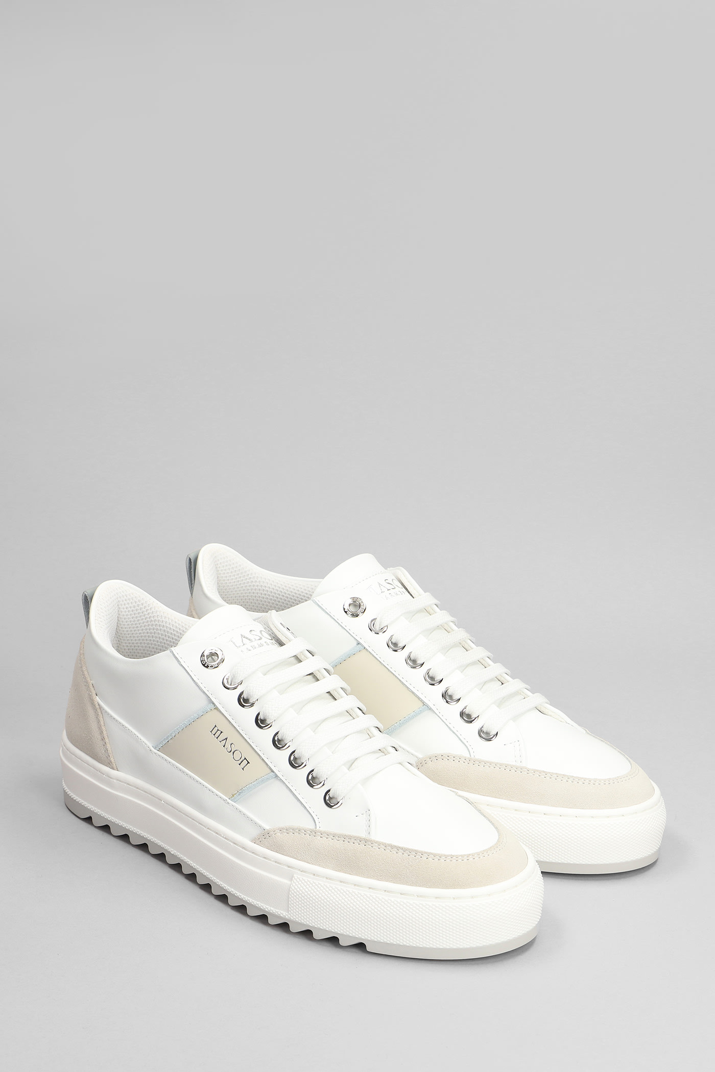 Shop Mason Garments Tia Sneakers In White Suede And Leather