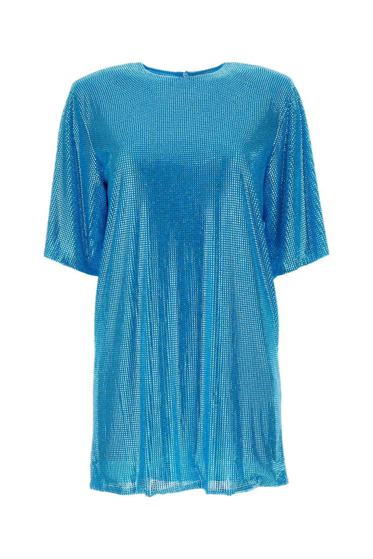 Shop Giuseppe Di Morabito Embellished Mesh T-shirt Dress In Skyblue