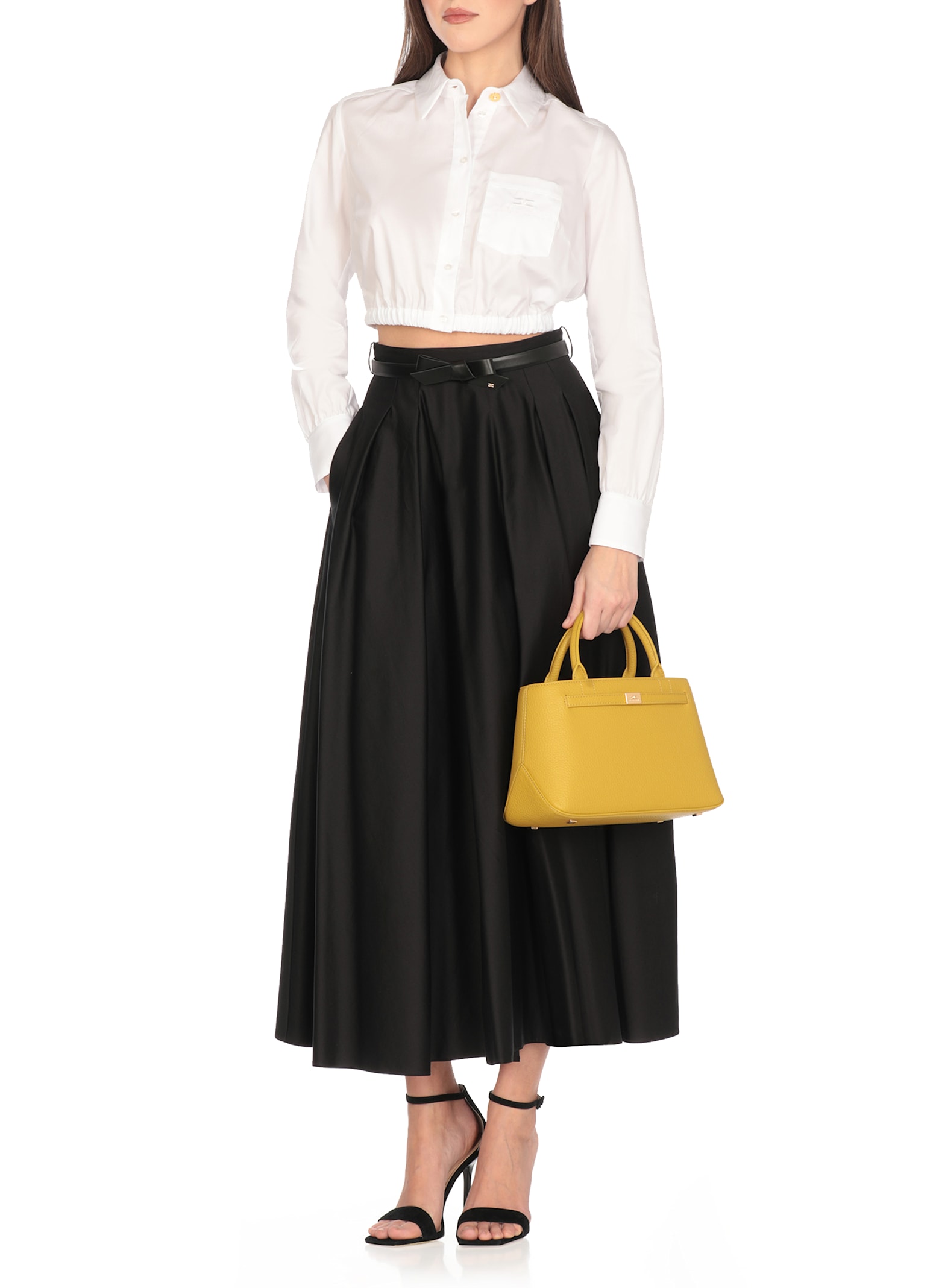 Elisabetta Franchi White Cotton Cropped Shirt