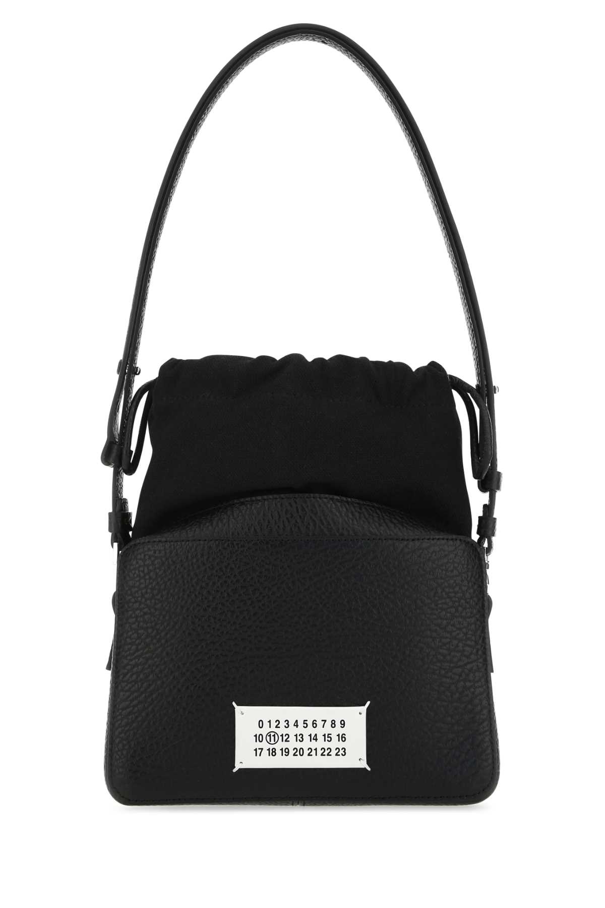 Shop Maison Margiela Black Leather And Fabric 5ac Bucket Bag In T8013