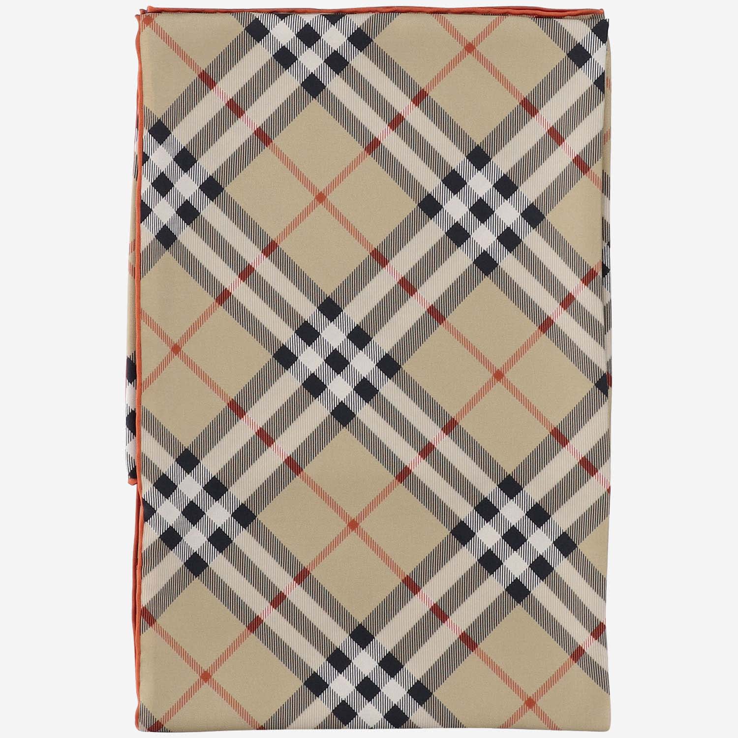Burberry Silk Check Scarf In Red