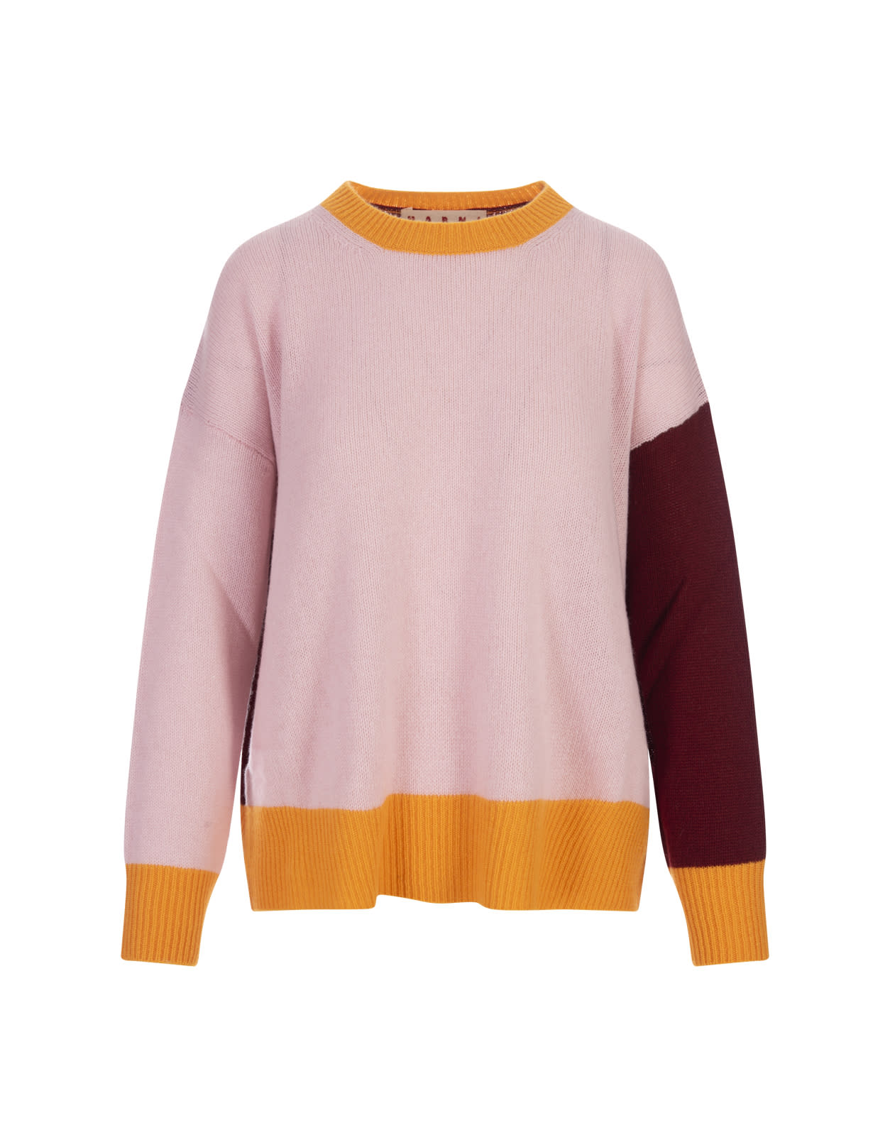 Marni Pink Colour-block Cashmere Jumper In Pink
