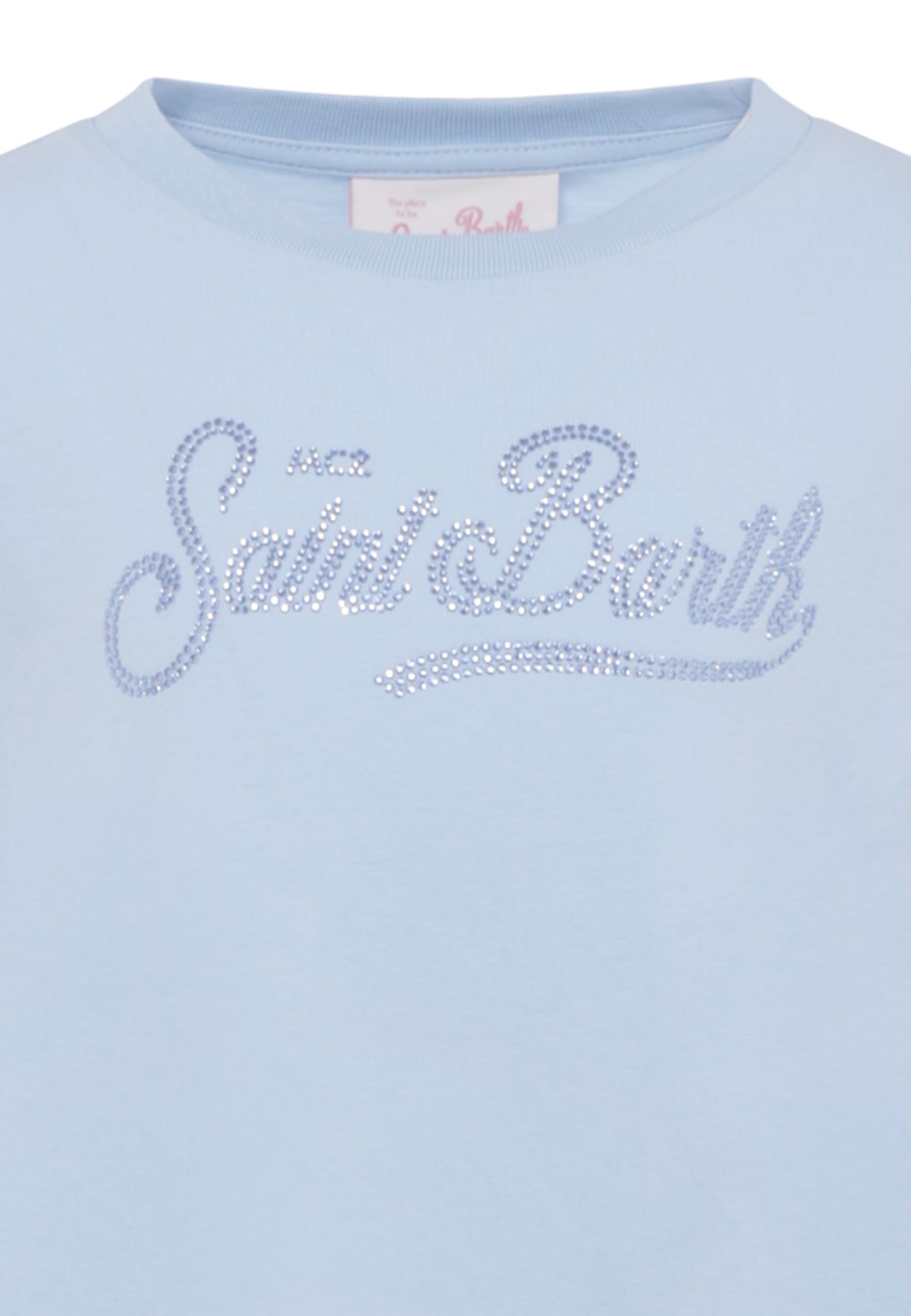Mc2 Saint Barth Light Blue Dress For Girl With Logo In Blue