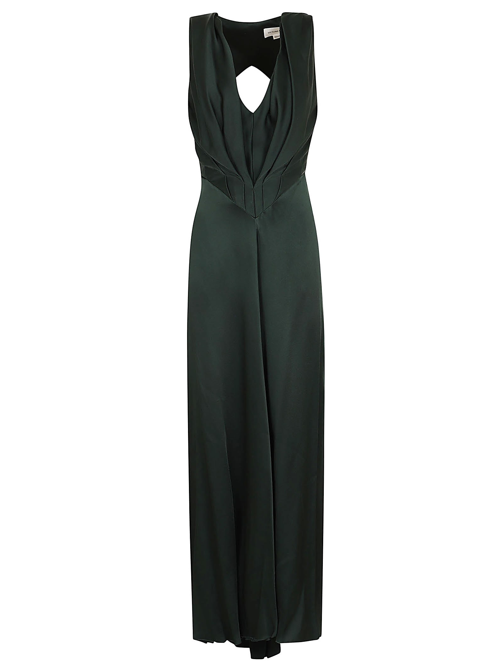 Shop Victoria Beckham V-neck Gathered Floor Length In Seaweed