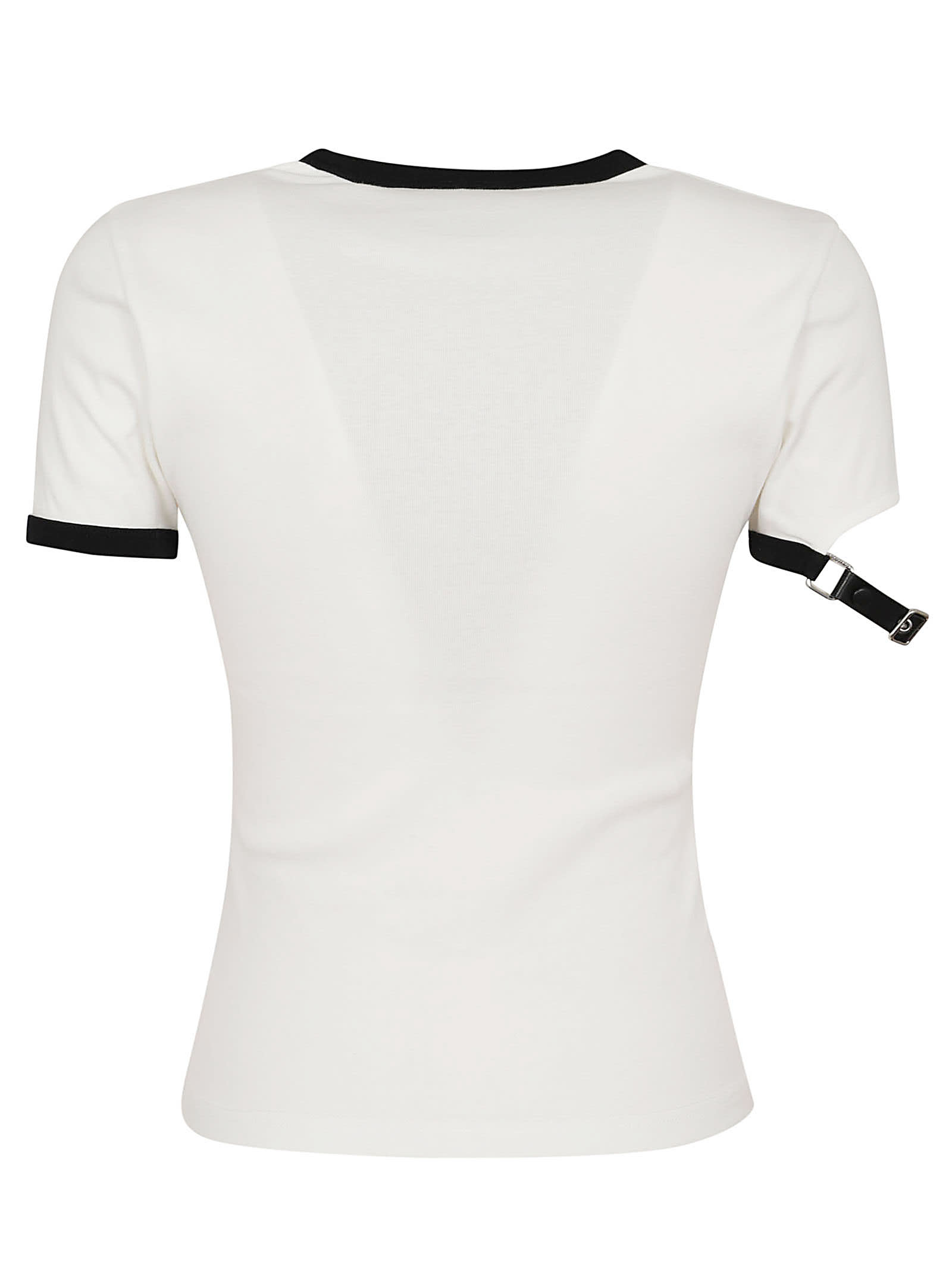 Shop Courrèges Buckle Contrast T-shirt In Heritage White Black