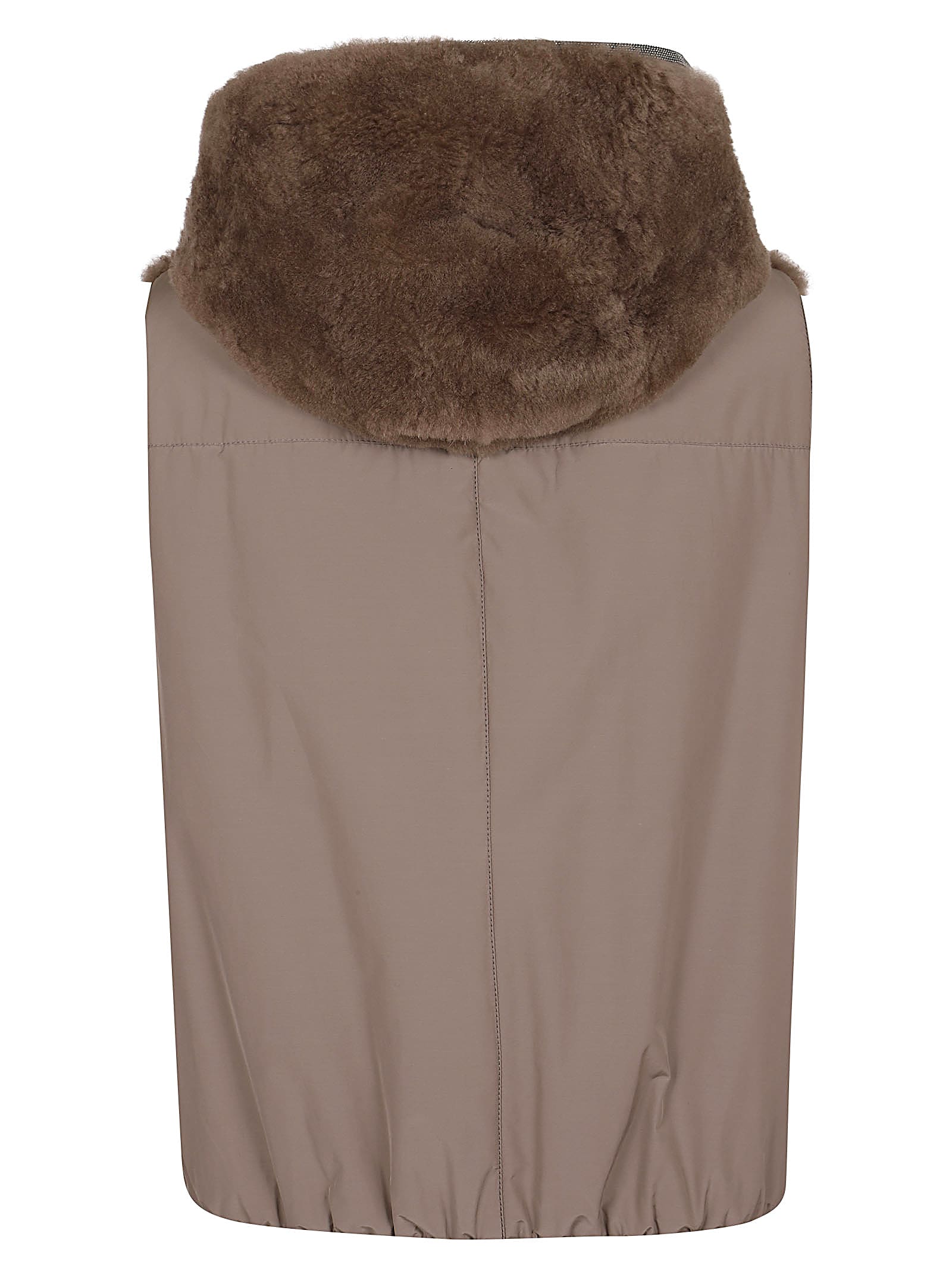 Shop Brunello Cucinelli Padded Fur Gilet In Himalayan Salt