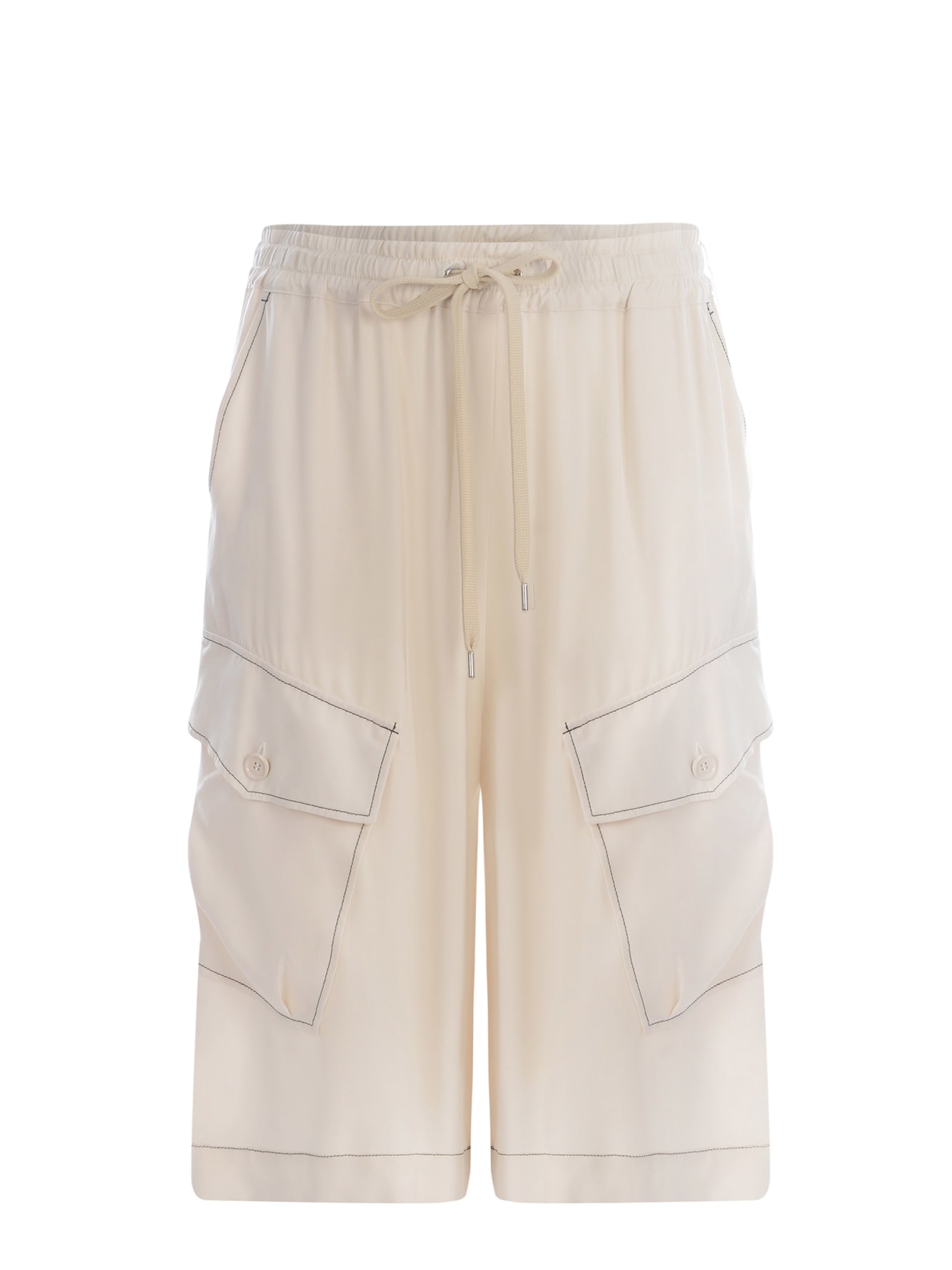 Pinko Cargo Shorts  Braven Made Of Viscose Twill In Neutral