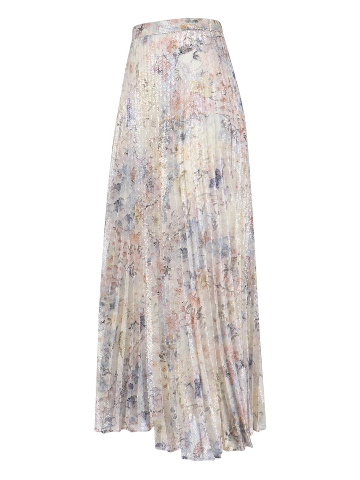 Golden Goose Sequin-embellished Pleated Midi Skirt With Floral Print In Neutral