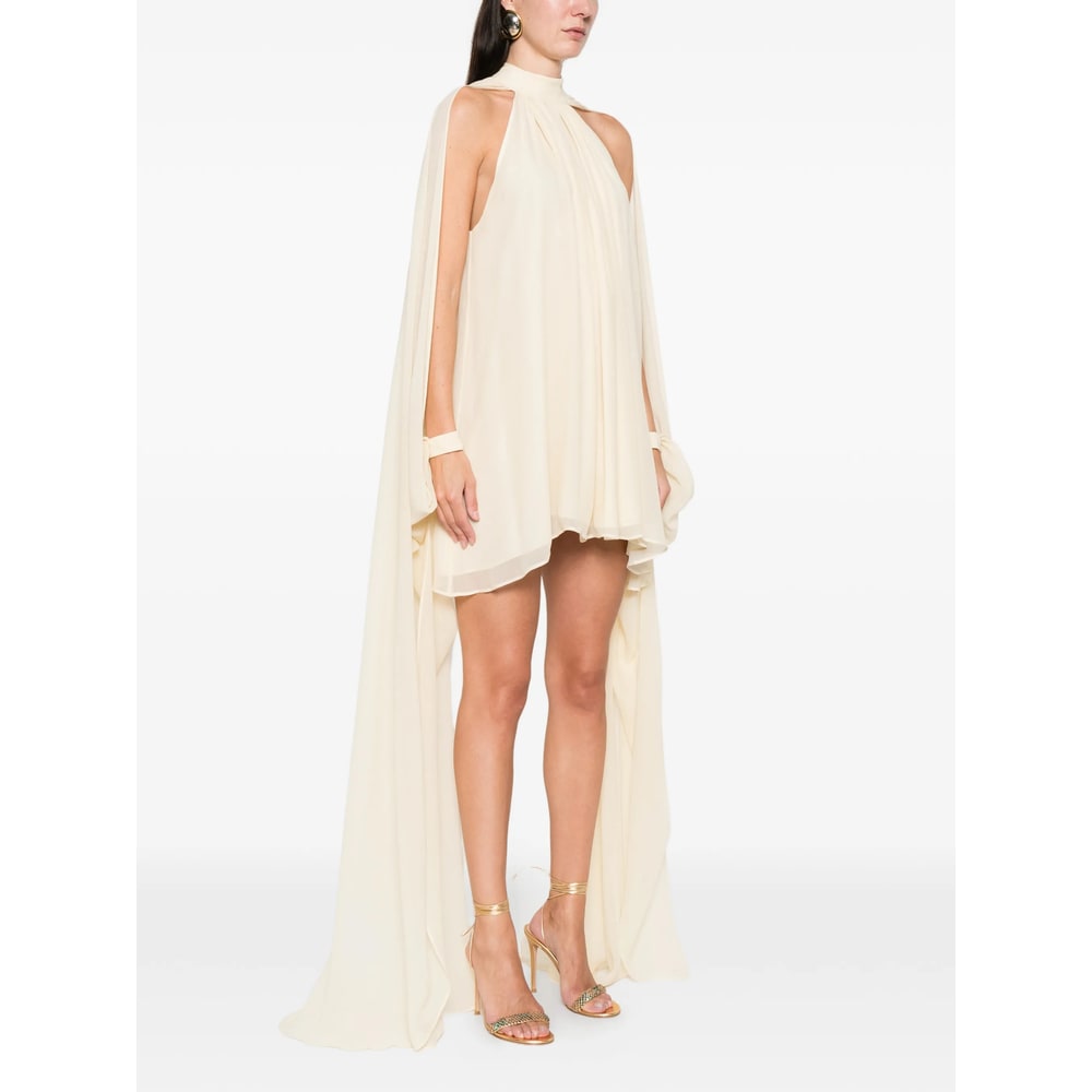 Taller Marmo Gathered Halterneck Mini Dress In Neutral