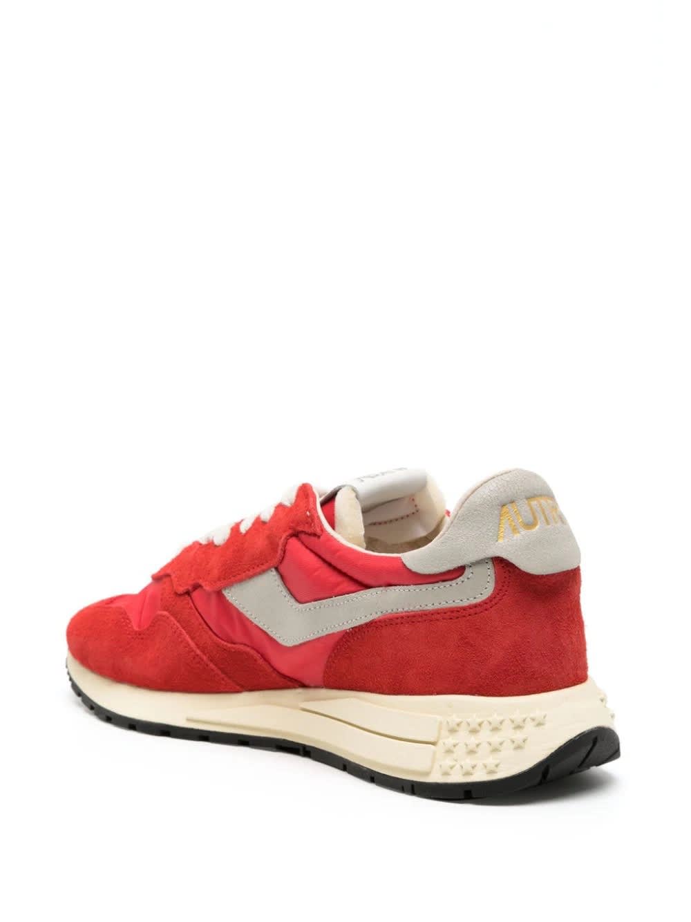 Autry Reelwind Low Nylon And Suede Sneakers In Red
