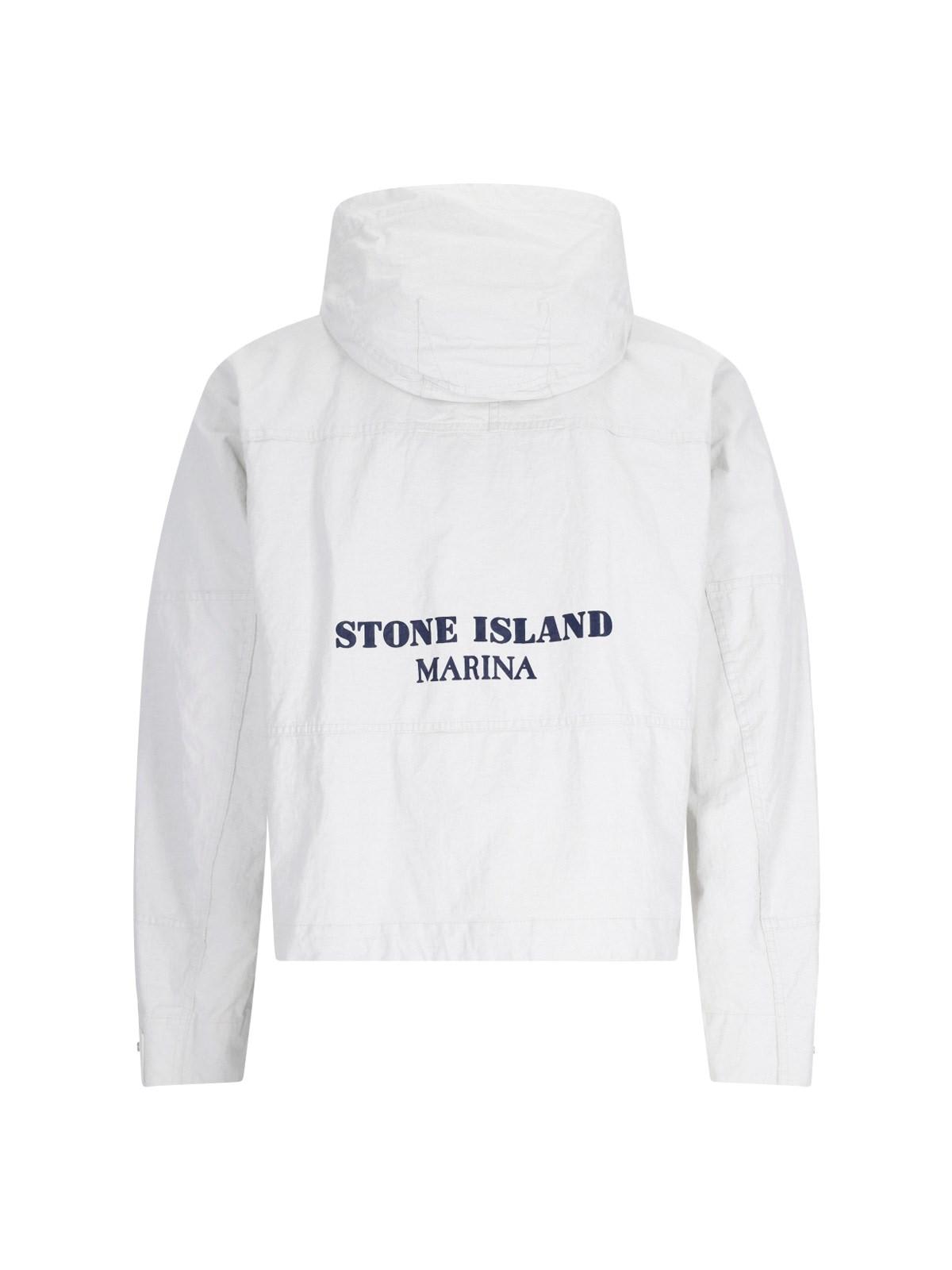 Shop Stone Island Linen Marina Jacket In White