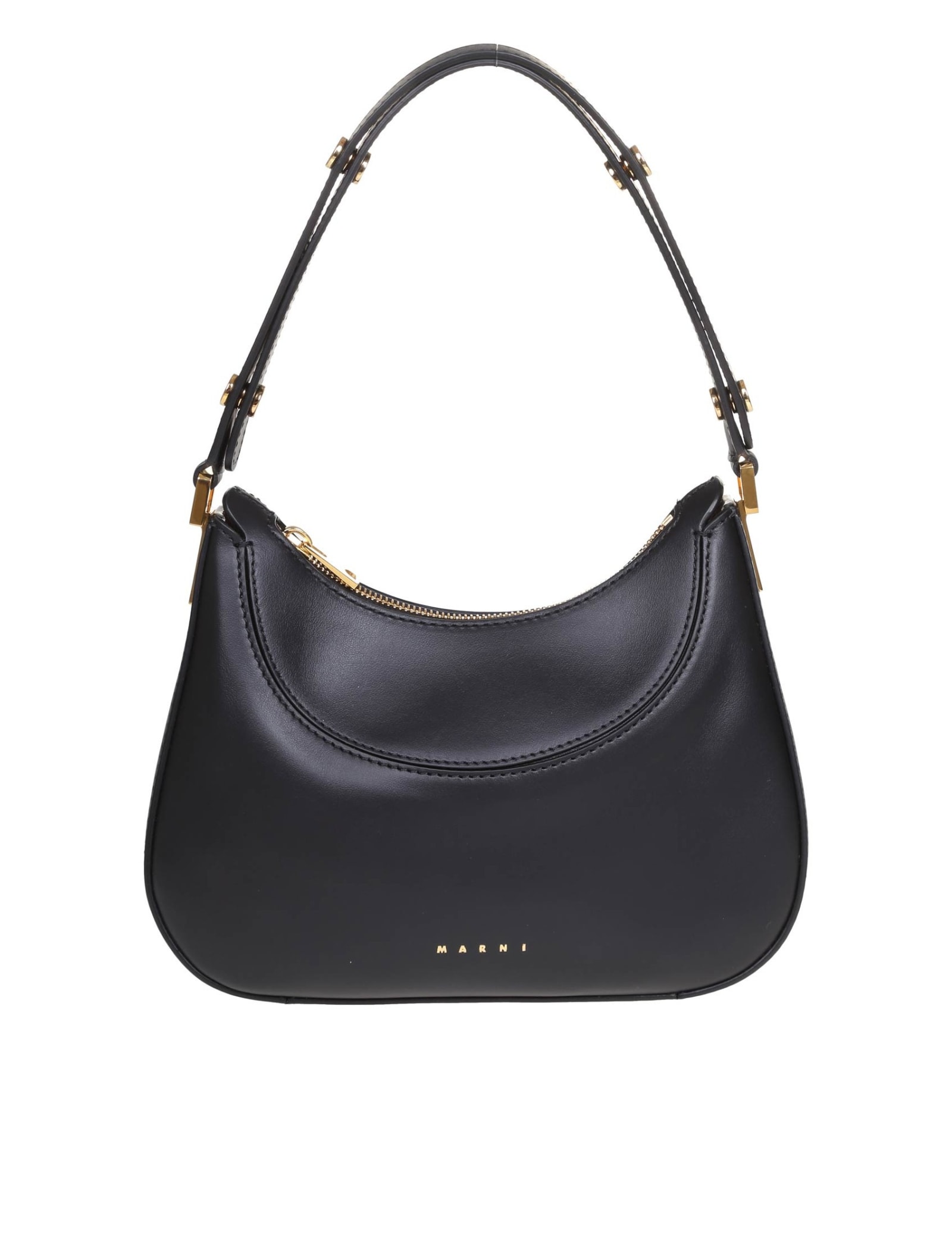 Marni Milano Mini Leather Hobo Bag In Black | ModeSens