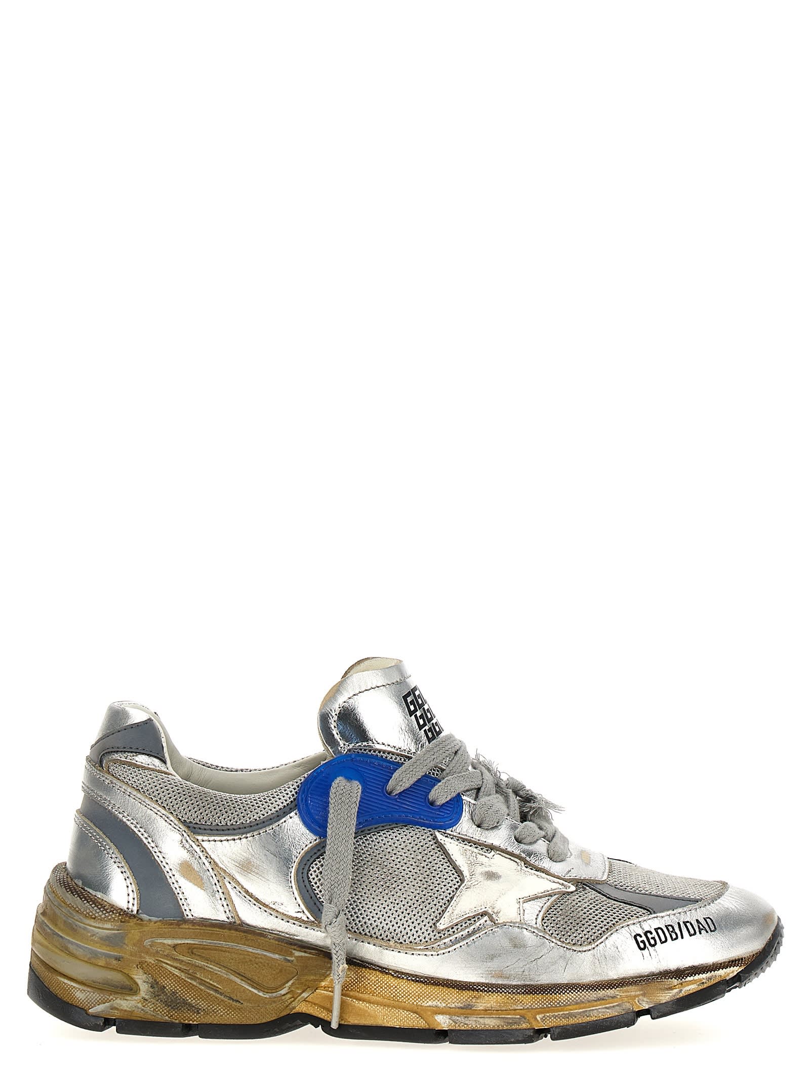 Shop Golden Goose Running Dad Sneakers In Silver