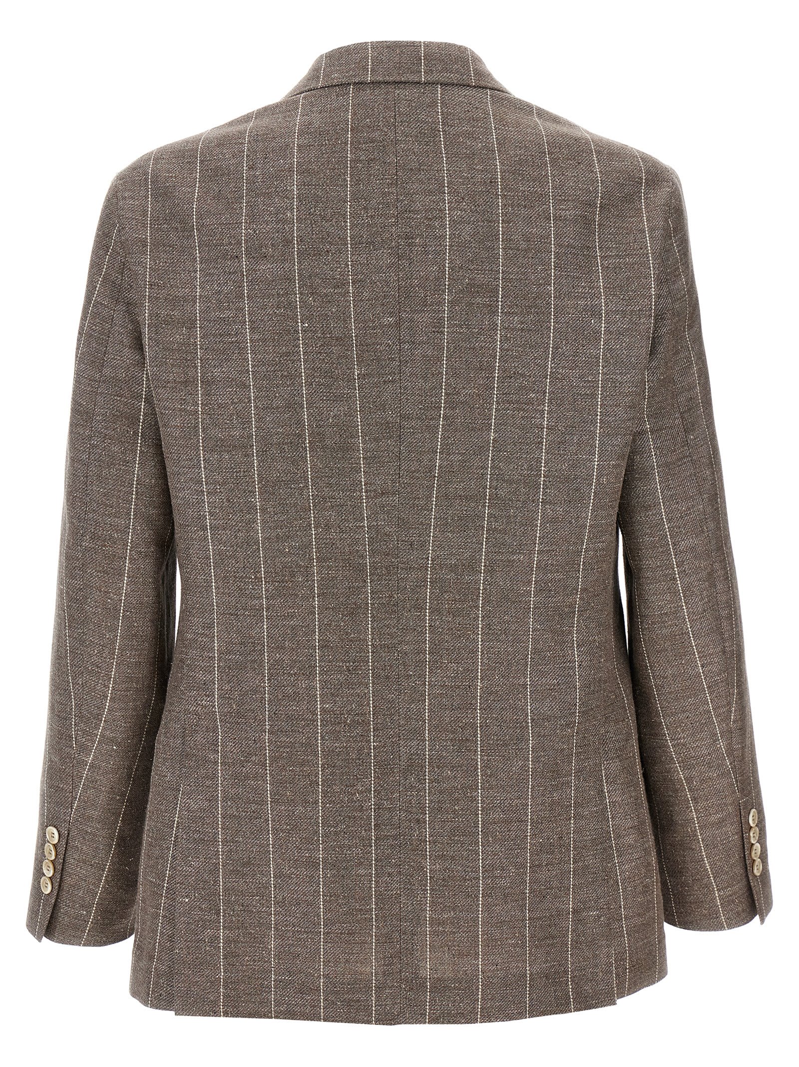 Brunello Cucinelli Deconstructed Blazer With Striped Pattern And Button Detailing