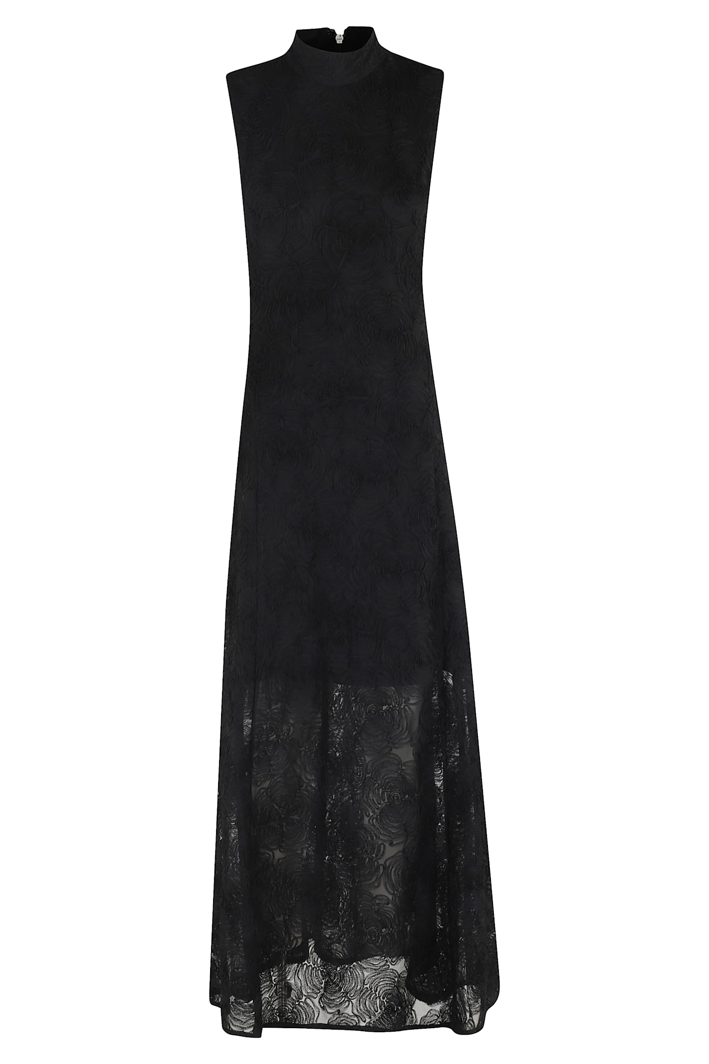 Rotate Birger Christensen Flower Mesh Maxi Dress In Black