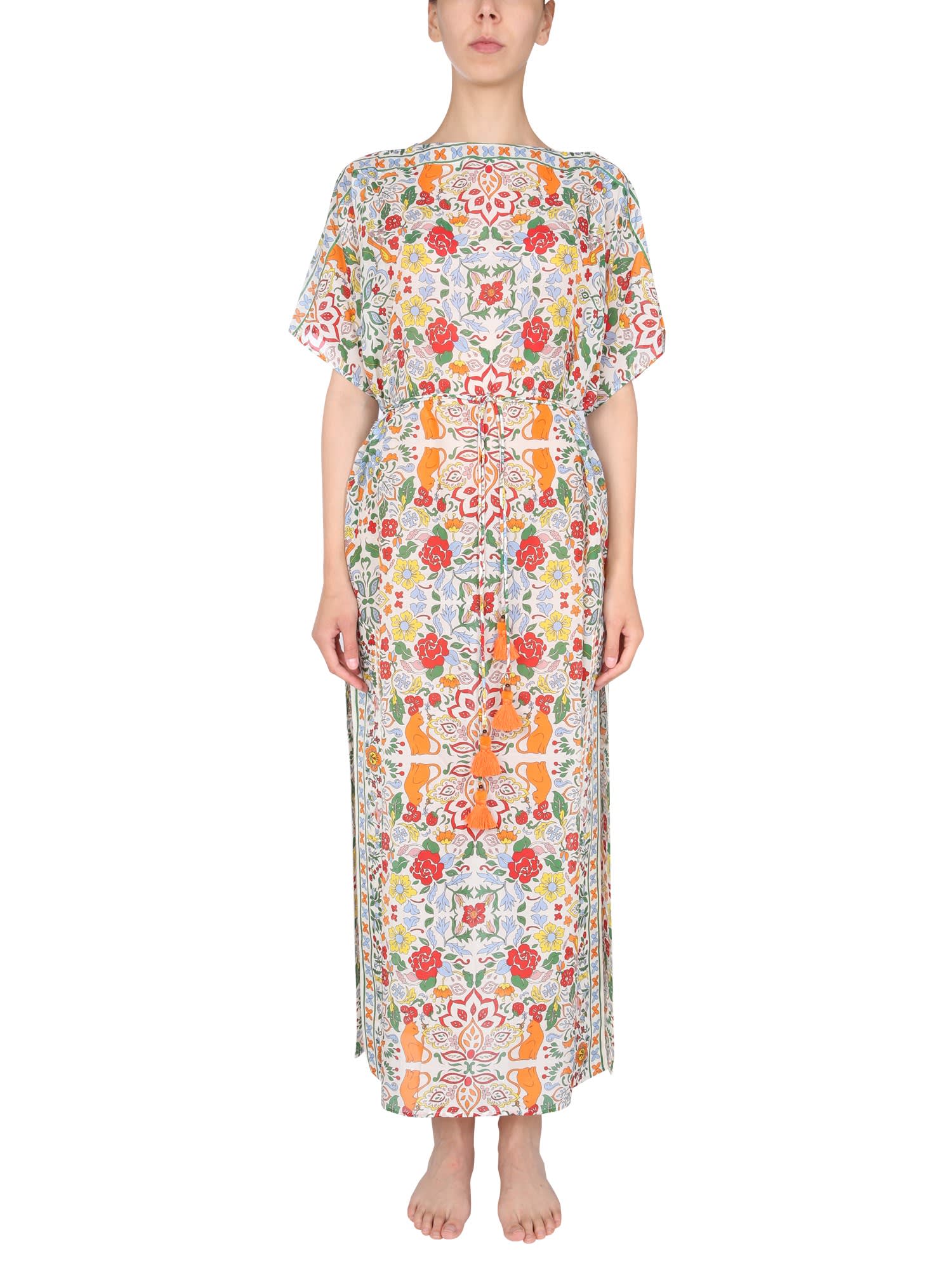 Tory Burch Mixed Silk With Multicolor Pattern Caftan
