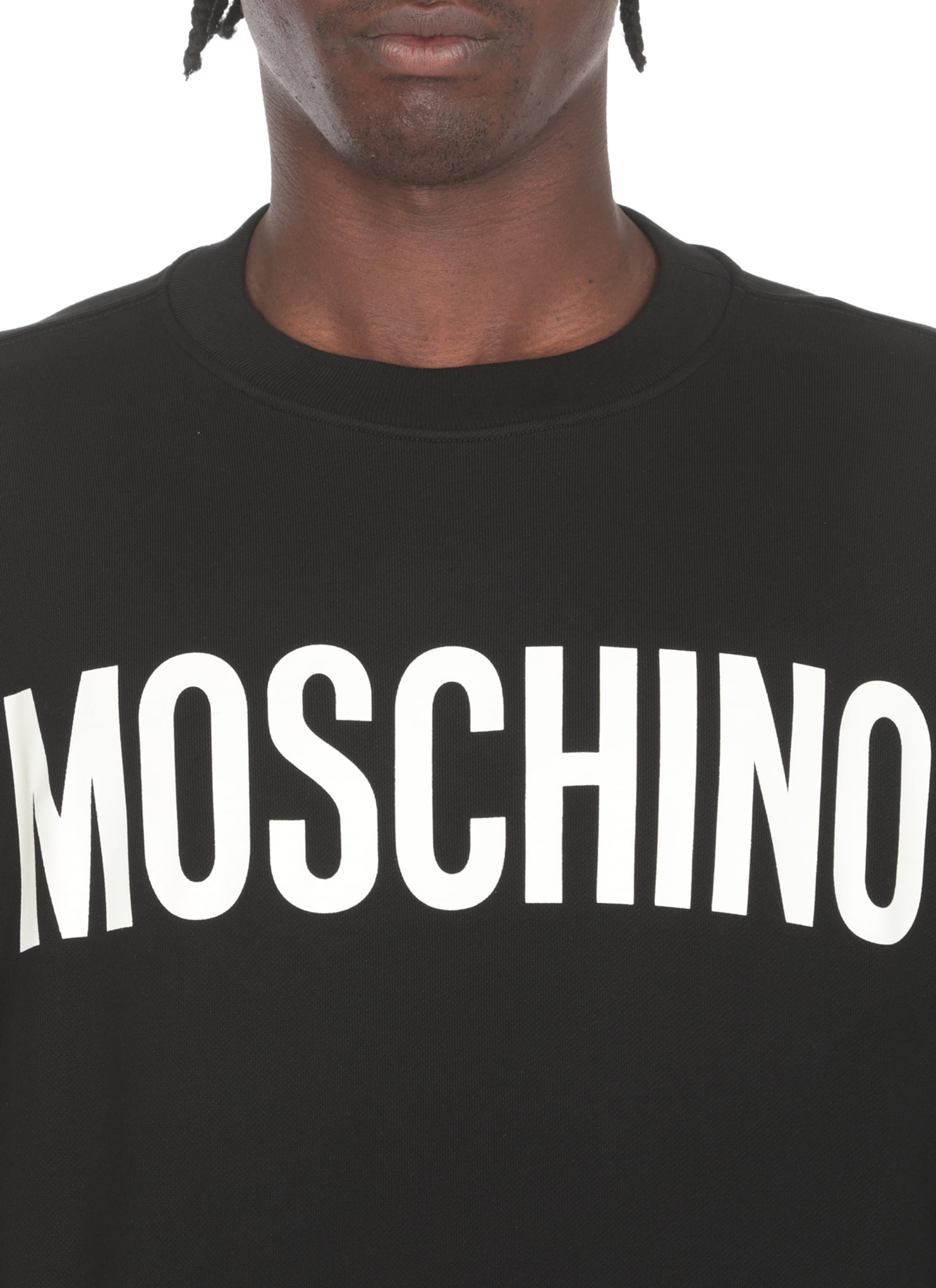 Shop Moschino Cotton Logoed Sweatshirt In Black