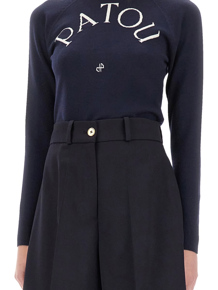 Shop Patou Jersey With Logo In Blue